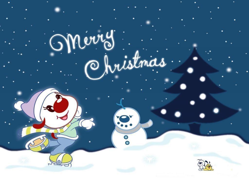 1024x768 Cartoon Christmas Wallpaper .