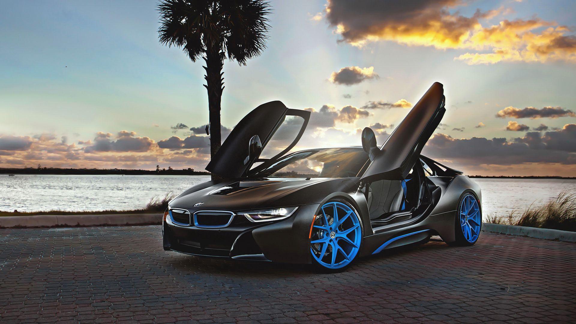 1920x1080 Free download BMW i8 Blue HRE Wheels Wallpaper HD Car Wallpaper