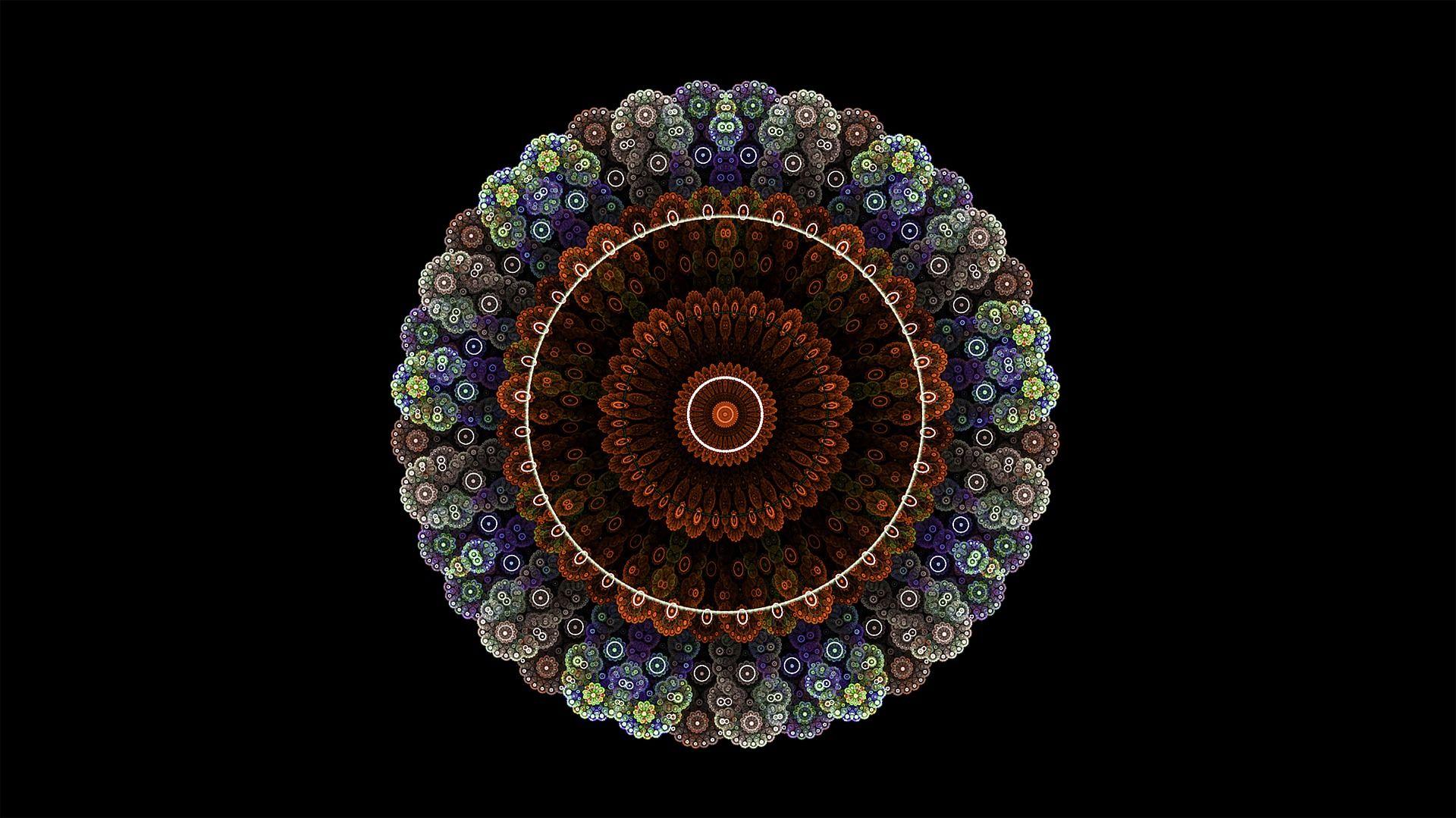 1920x1079 Wallpaper Fractal, Mandala, Circles, Colorful Fractal