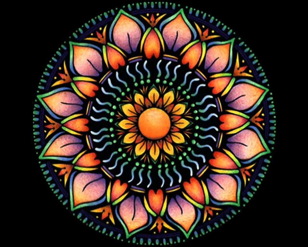 1280x1024 Orange Mandala Flower desktop PC and Mac wallpaper