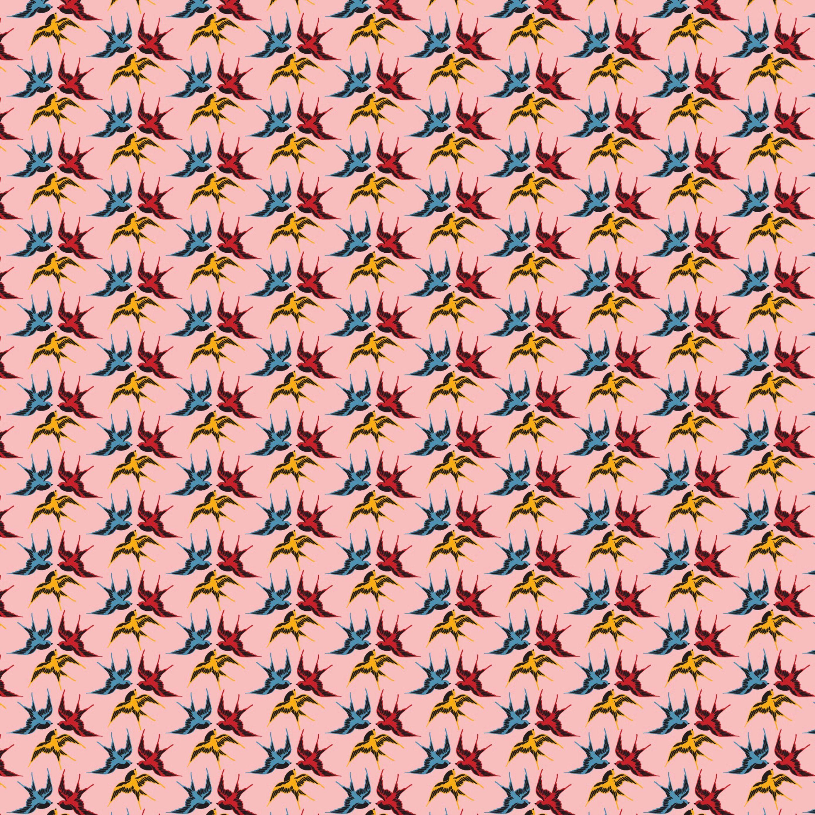 2780x2780 Download wallpaper 2780x2780 pattern, birds, swallows, colorful