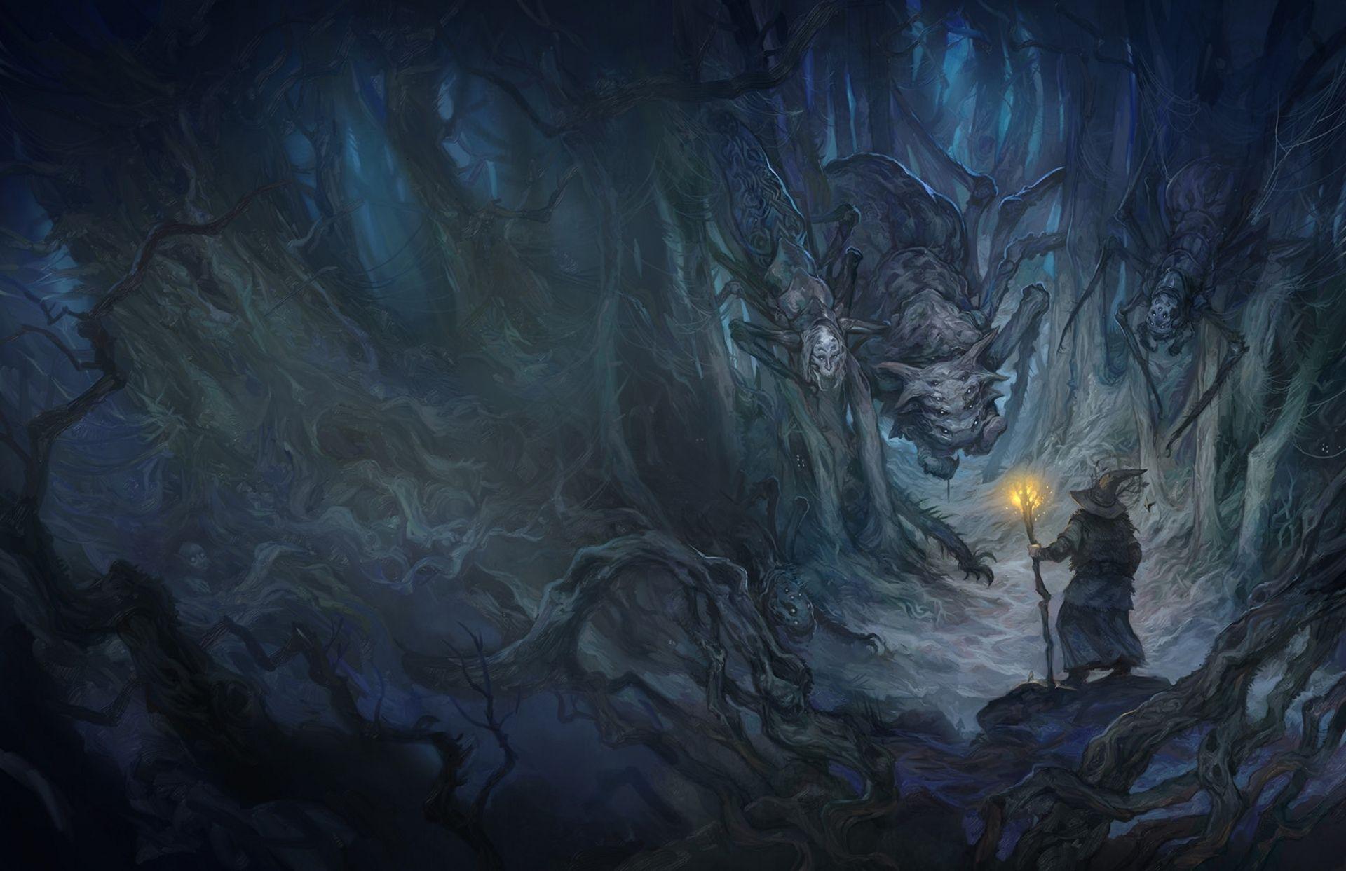 1920x1243 Lord of the rings cave Gandalf art fantasy lotr monster monsters