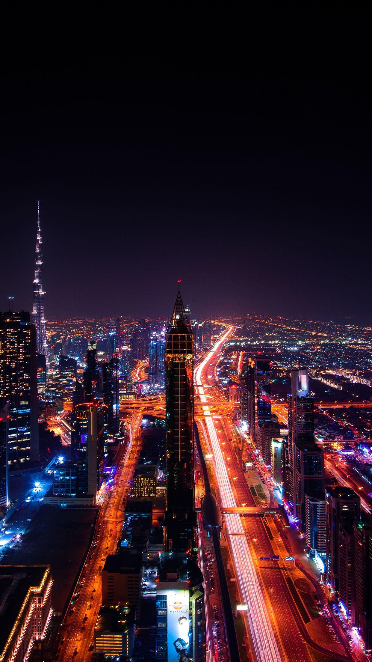 1242x2208 City Night Light Car Dark Nature Wallpaper