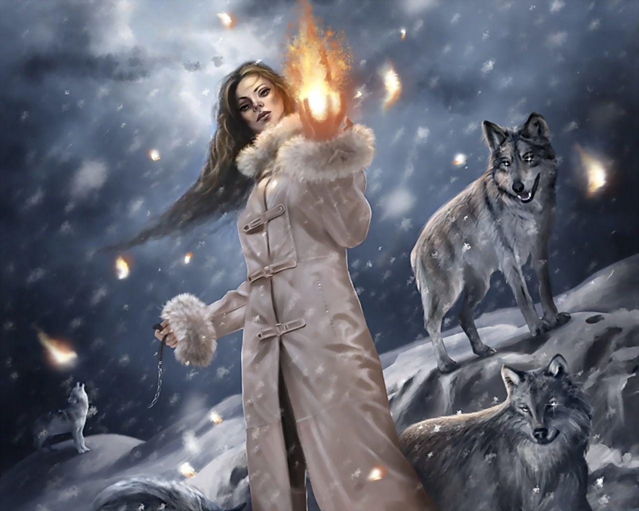 1280x1024 Wolf Wallpaper And Background Image Art Winter Witch