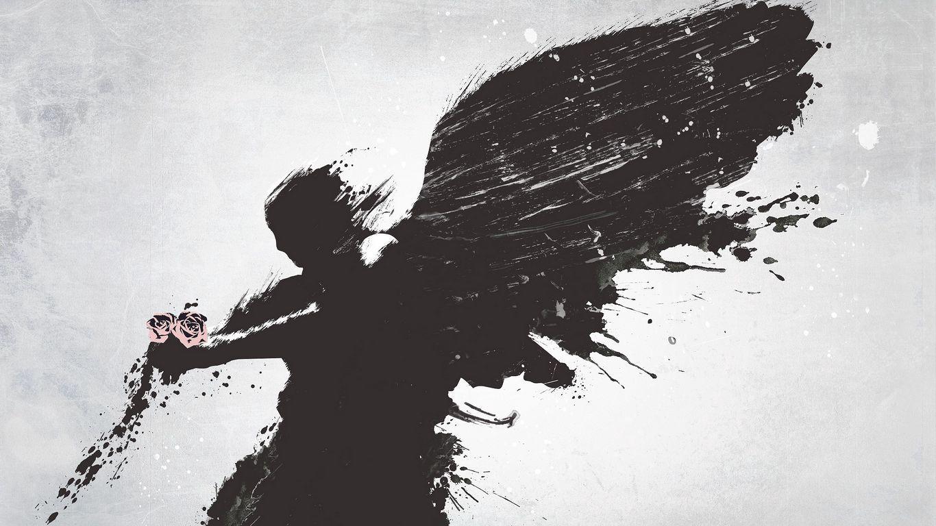 1366x768 Download wallpaper 1366x768 angel, wings, flower, vector tablet