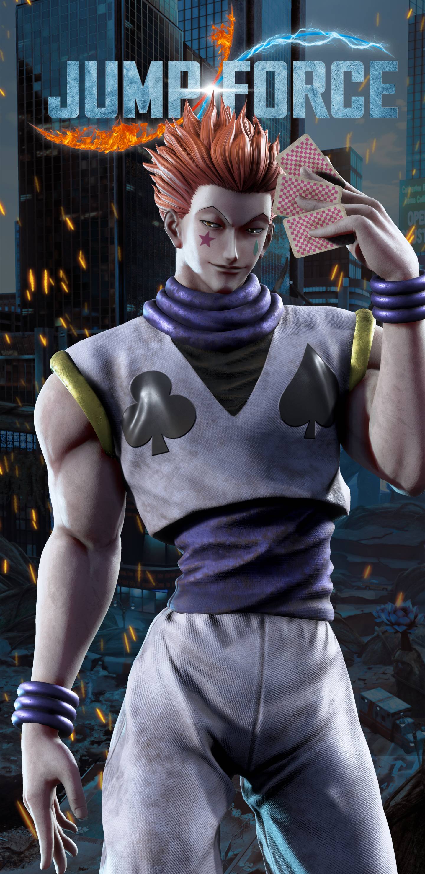 1440x2960 ​​Jump Force Hisoka hình nền.  Cat with Monocle