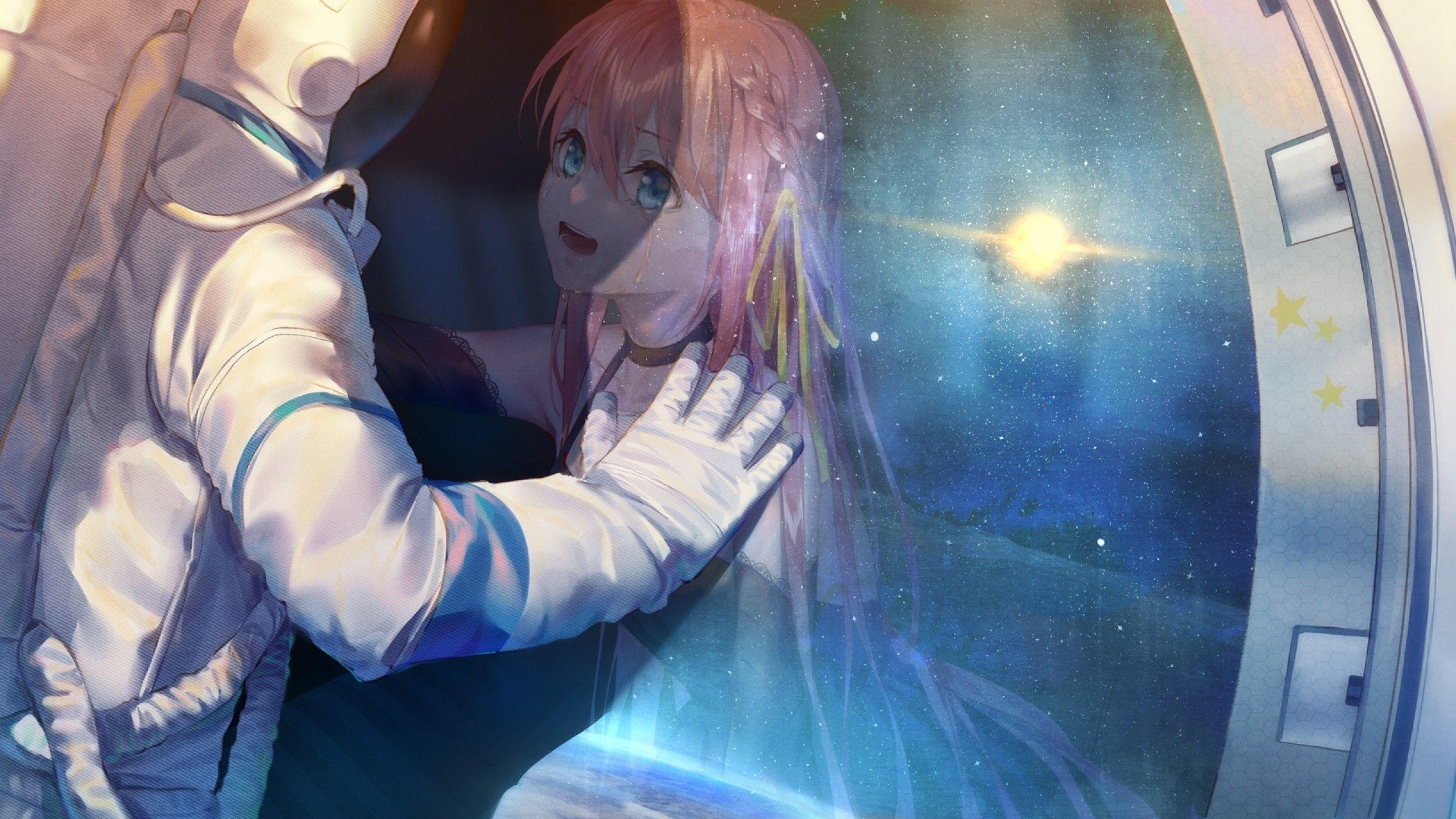 2560x1440 Tải xuống 2560x1440 Cô gái trong anime, Khóc, Phi hành gia, Cảnh buồn, Nước mắt