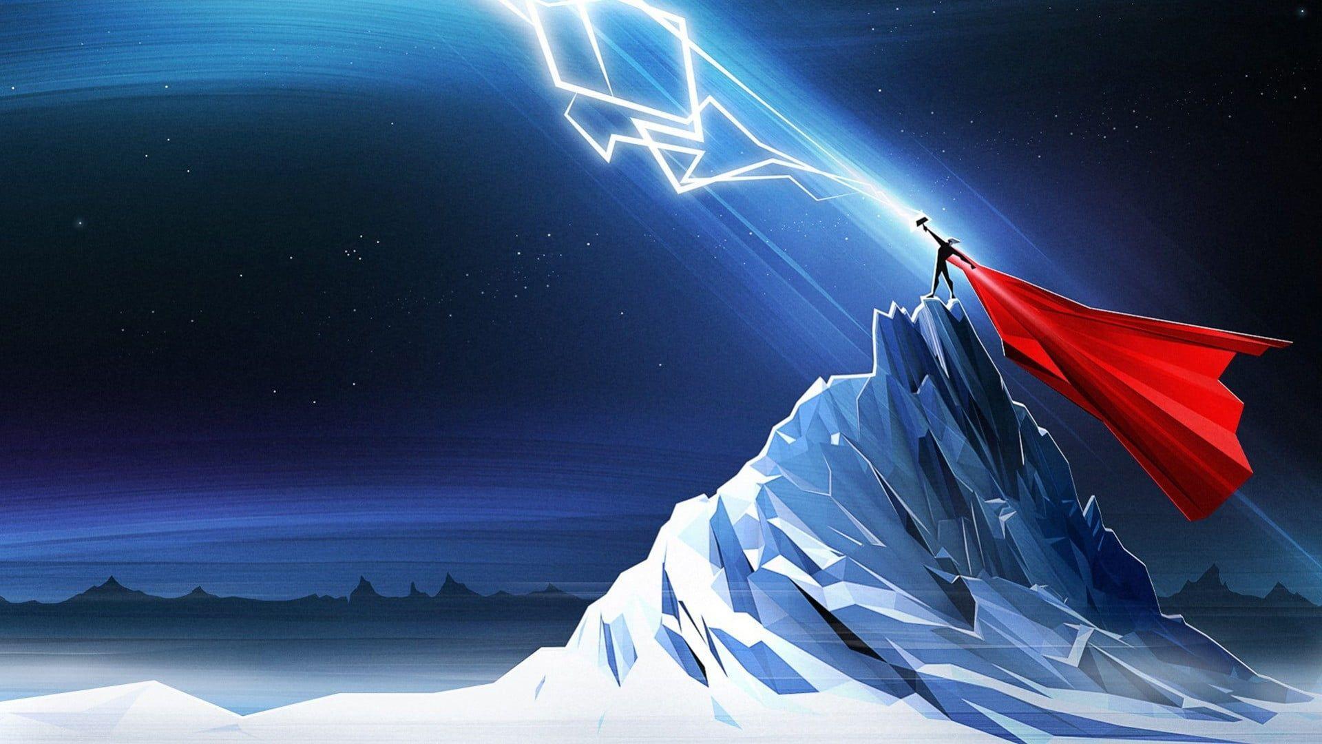 1920x1080 Marvel Thor wallpaper #Thor #Mjolnir #lightning #simple Marvel
