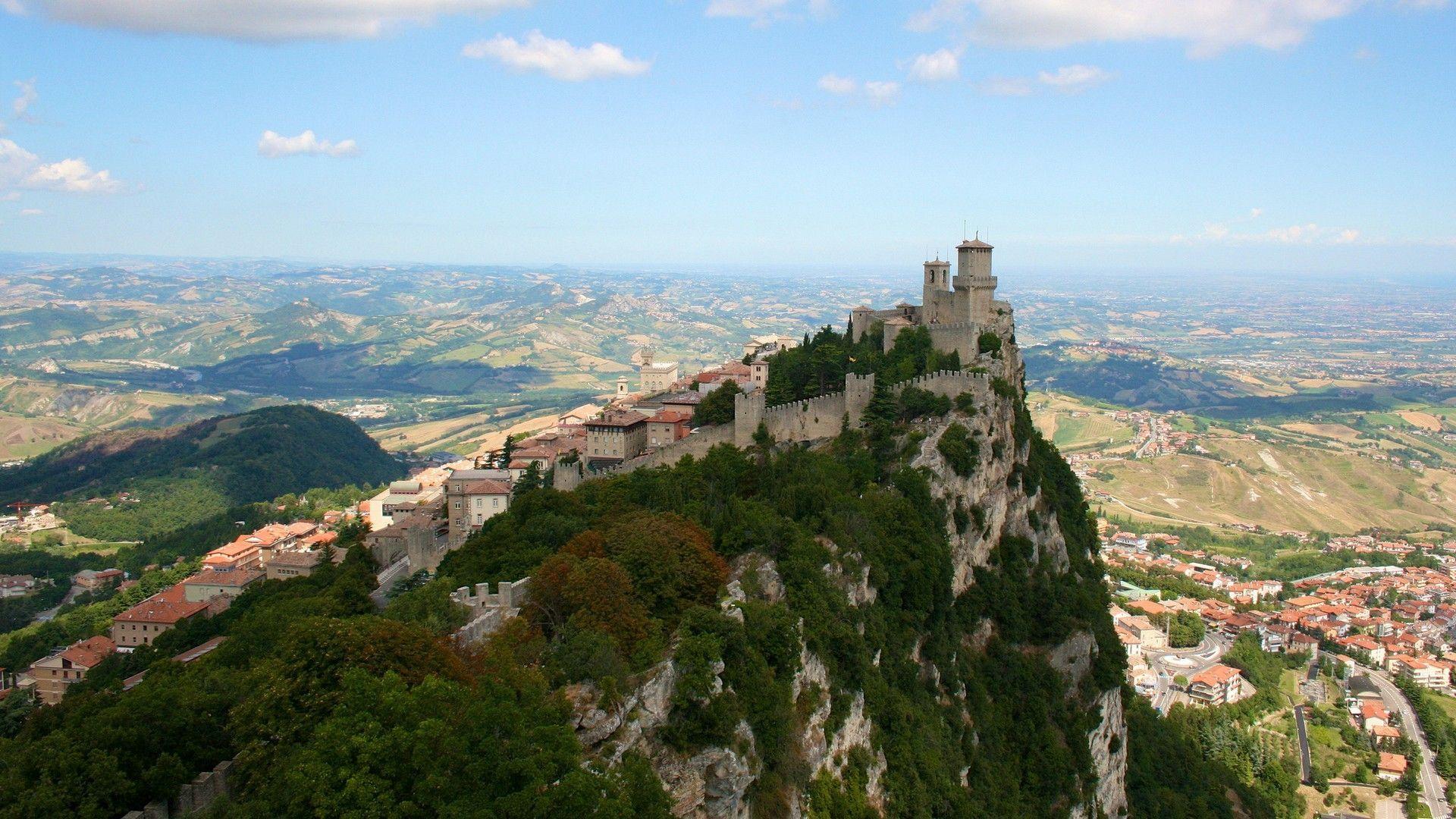 1920x1080 landscape #fortress #birds eye view #cliff #Guaita Fortress