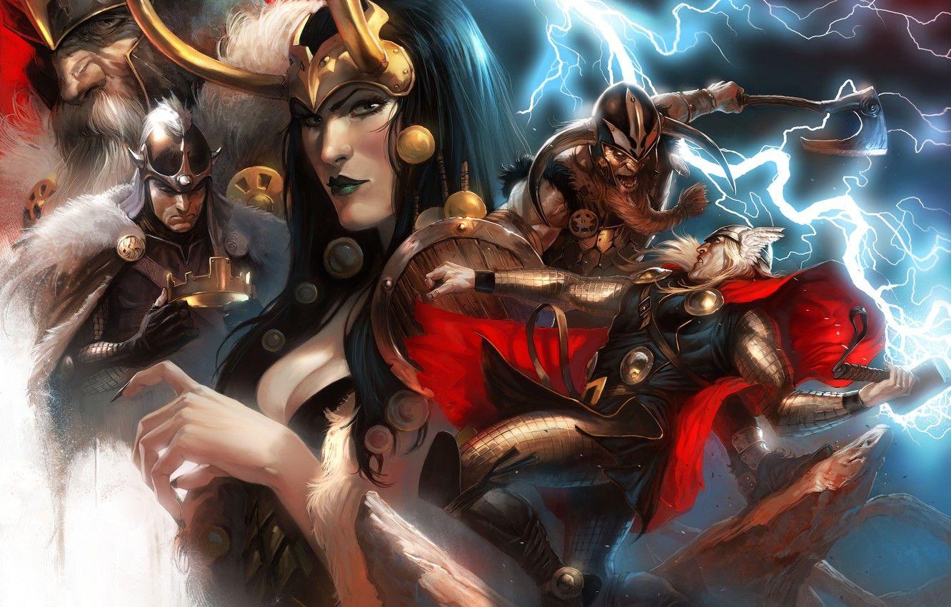 1332x850 Hình nền một, hài hước, kỳ quan, Thor, Thor, Truyện tranh Marvel, Odin, Lady Loki, Balder, Hình ảnh Lady Loki cho máy tính để bàn, phần фантастика
