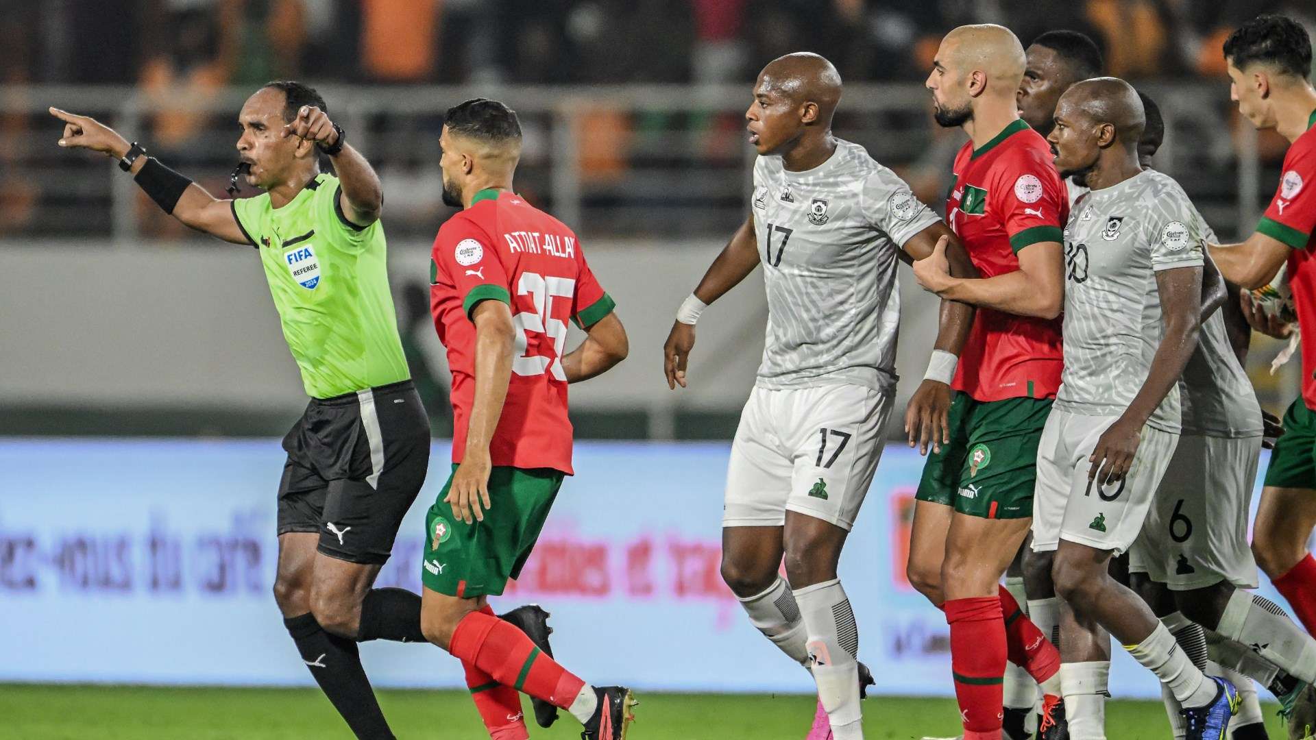 1920x1080 VIDEO: Sofyan Amrabat Shown TWO Red Cards As Man Utd Midfielder Is Called Back To The Pitch Amid VAR Confusion During Morocco's AFCON Last 16 Defeat To South Africa. Goal.com US