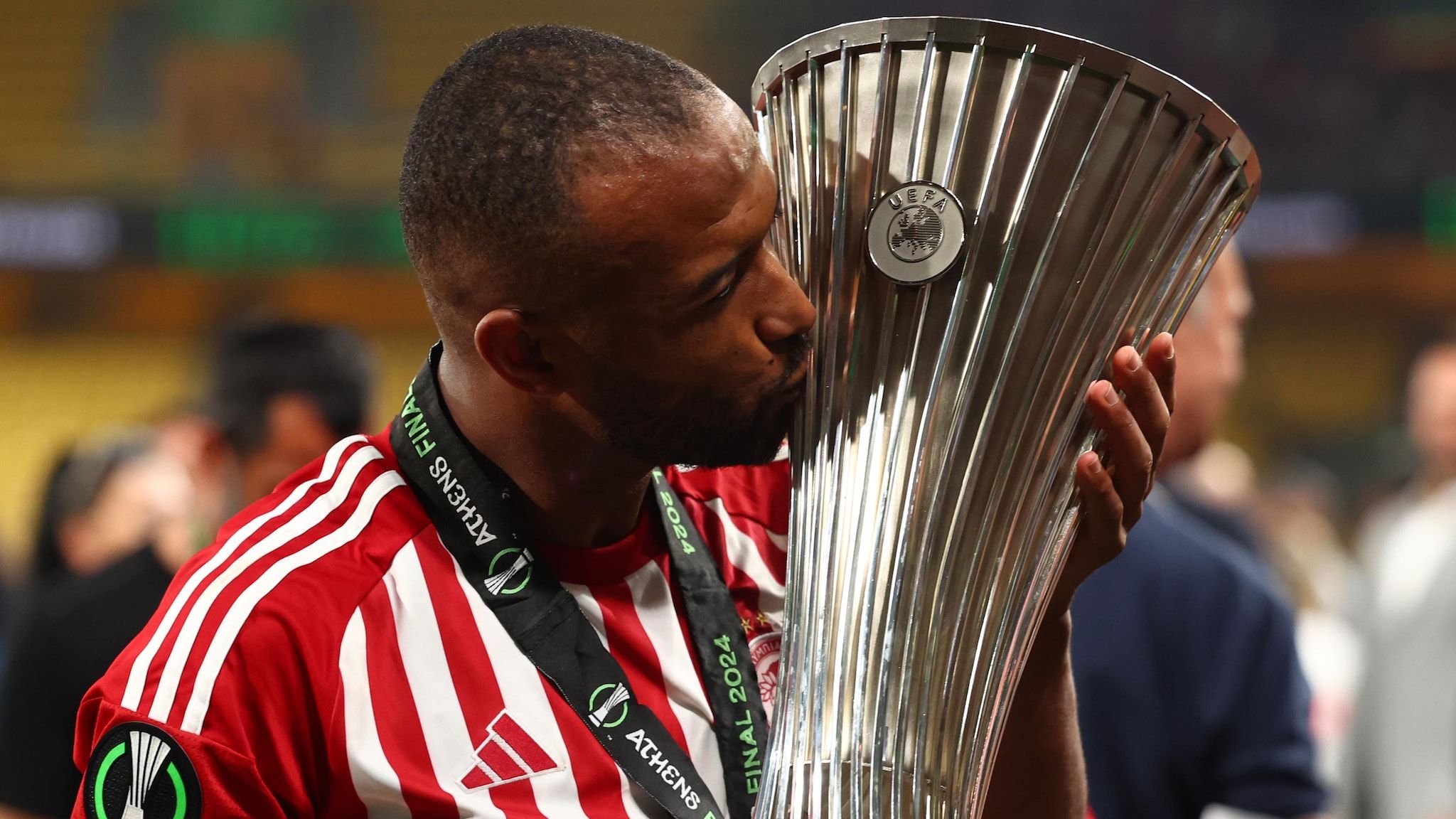 2048x1152 Olympiacos's Ayoub El Kaabi Named 2023 24 Europa Conference League Player Of The Season. UEFA Conference League 2023 24