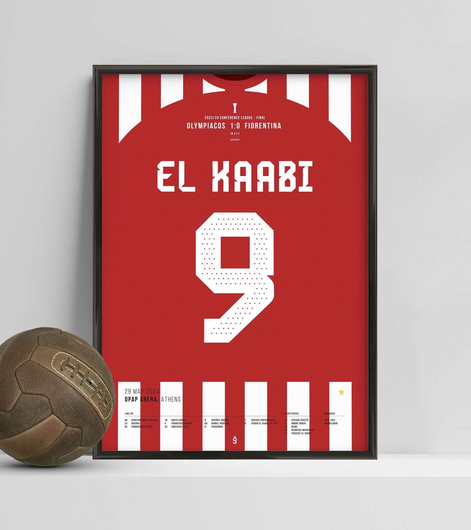 1600x1800 Ayoub El Kaabi's Goal Seals Olympiakos' First Ever European Title (jersey Ver.)