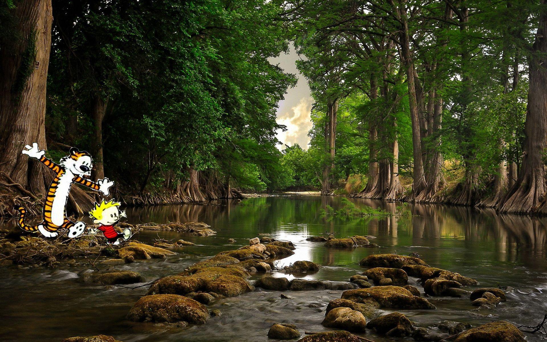 1920x1200 I made a realistic Calvin and Hobbes wallpaper for a desktop