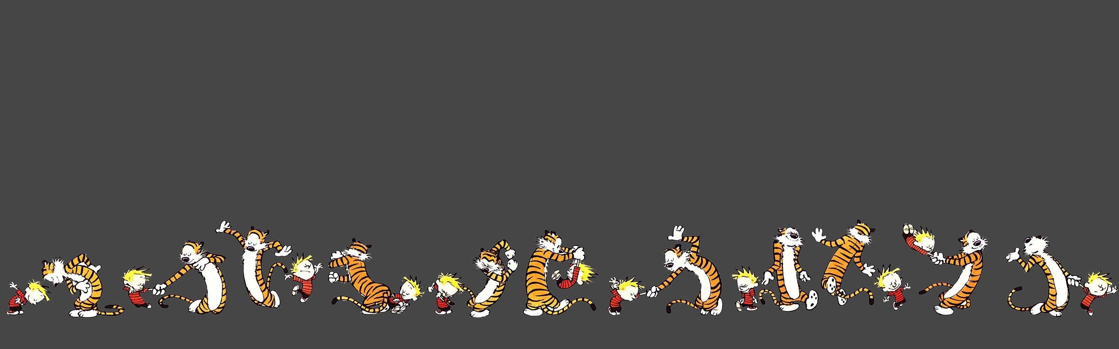 3840x1200 Calvin And Hobbes HD Wallpaper