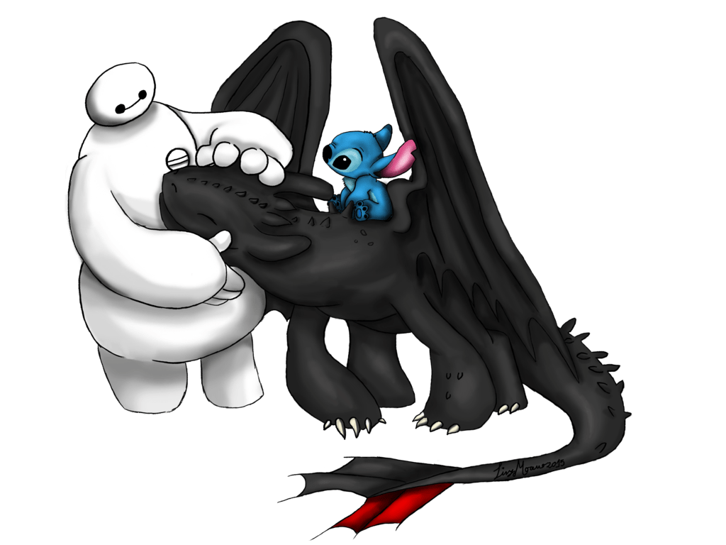 1024x768 Free download BAYMAX TOOTHLESS AND STICH