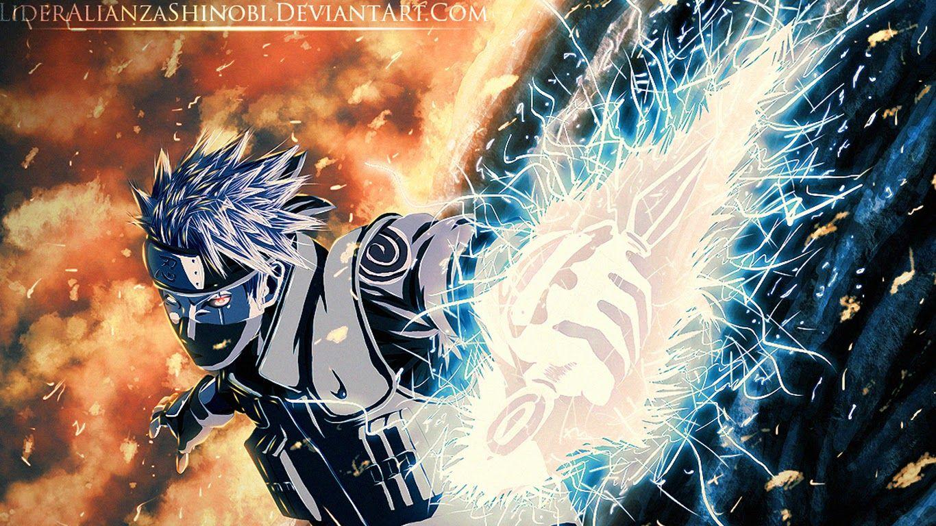 1366x768 Free download Kakashi Chidori Kunai Sharingan Scar Ninja Anime