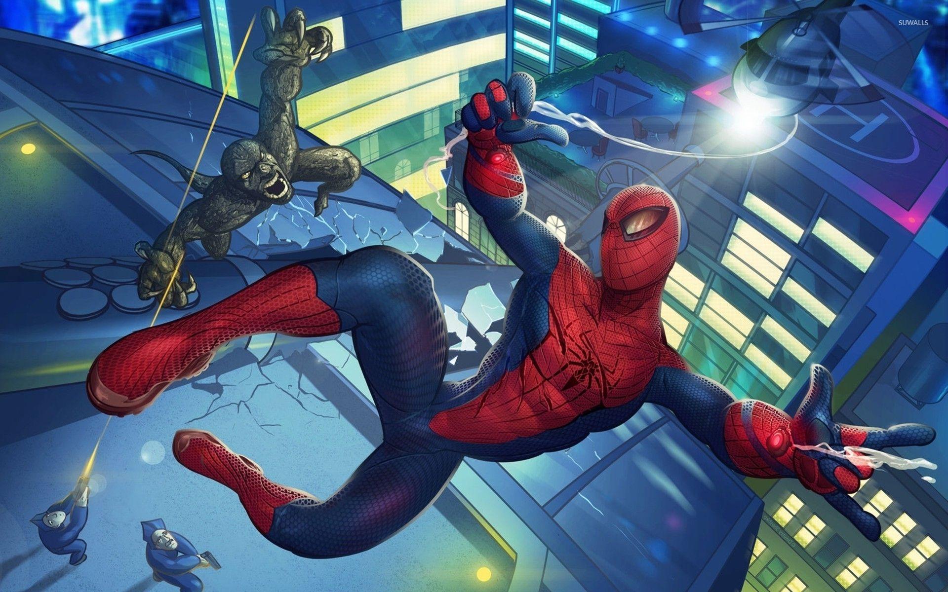 1920x1200 Spider Man Fighting With A Monster