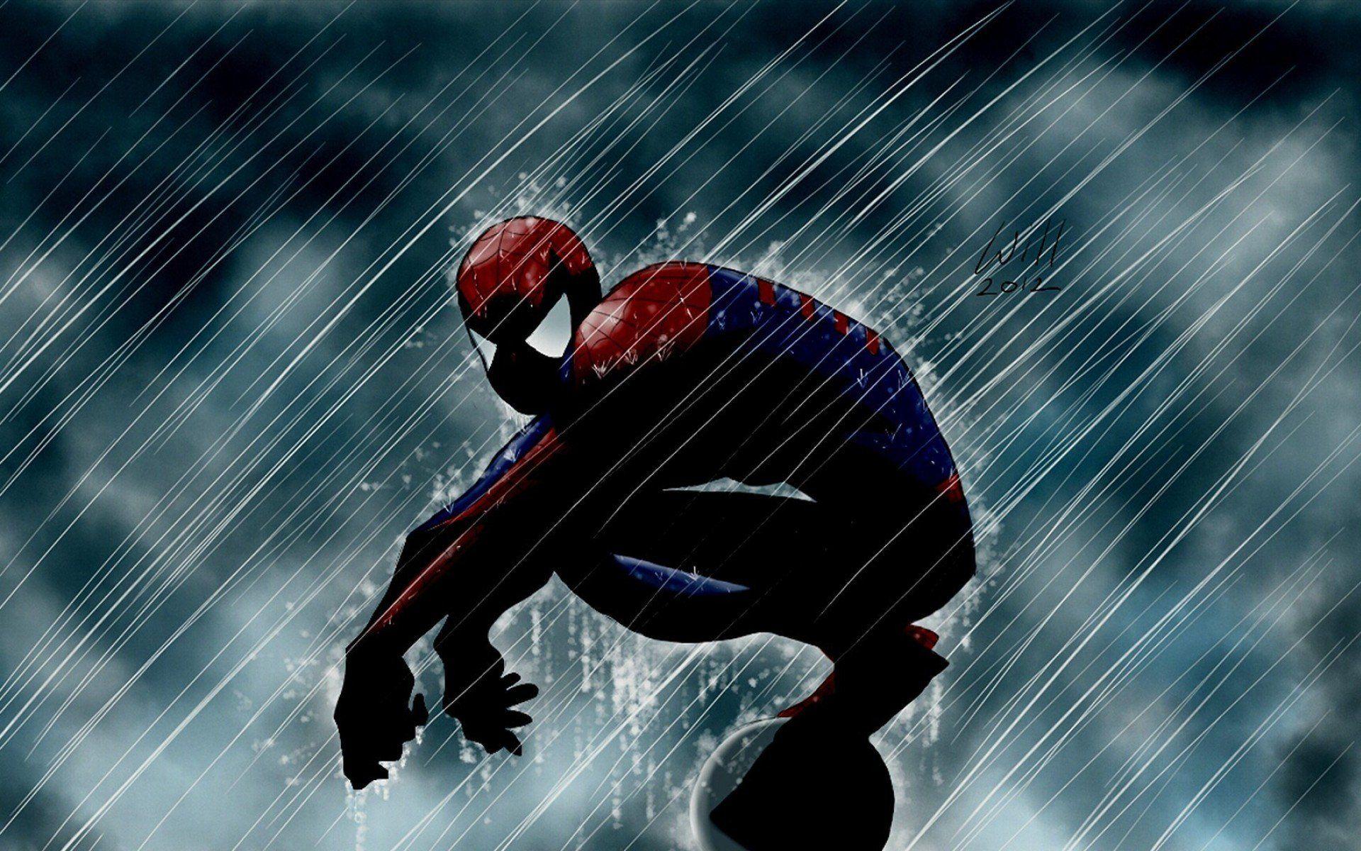 1920x1200 Art Rain Wallpaper Man Fan Marvel Comics Spider Cartoon Spiderman