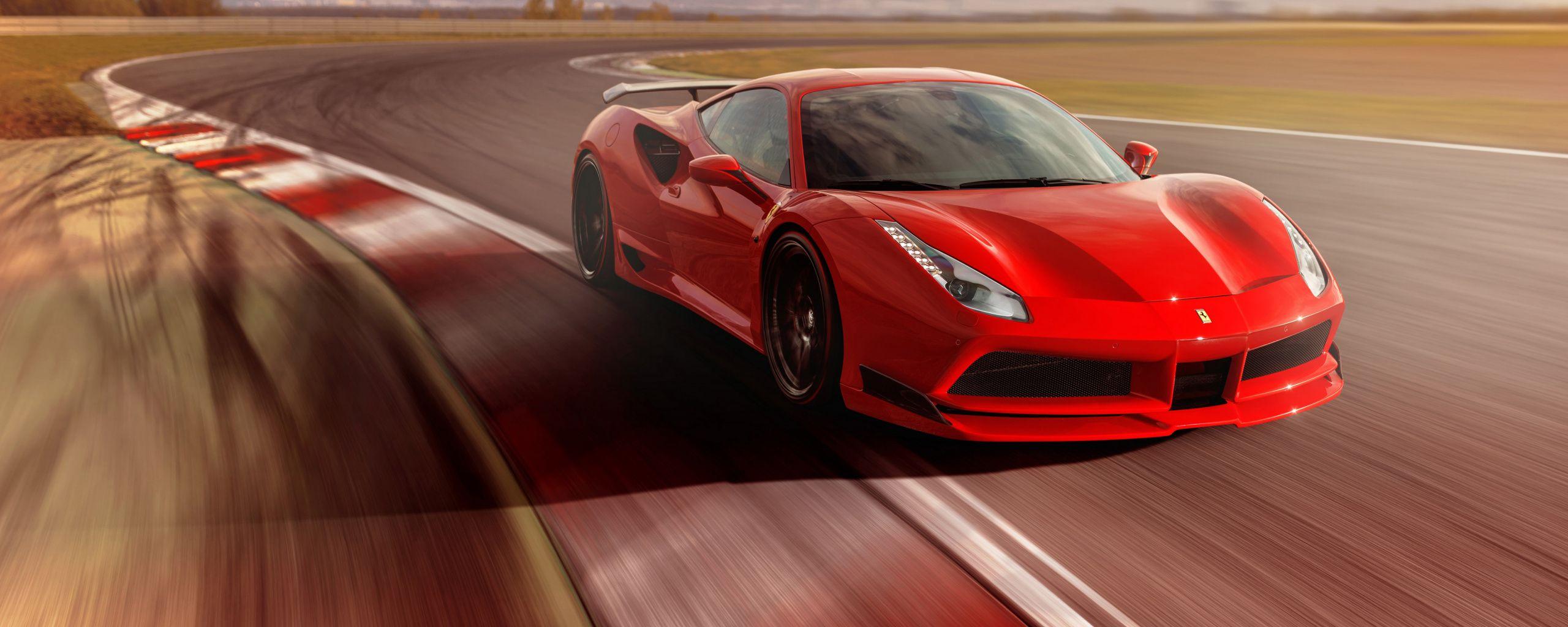 2560x1024 Download 2560x1024 Wallpaper Ferrari 488 Gtb, Red Car On Road