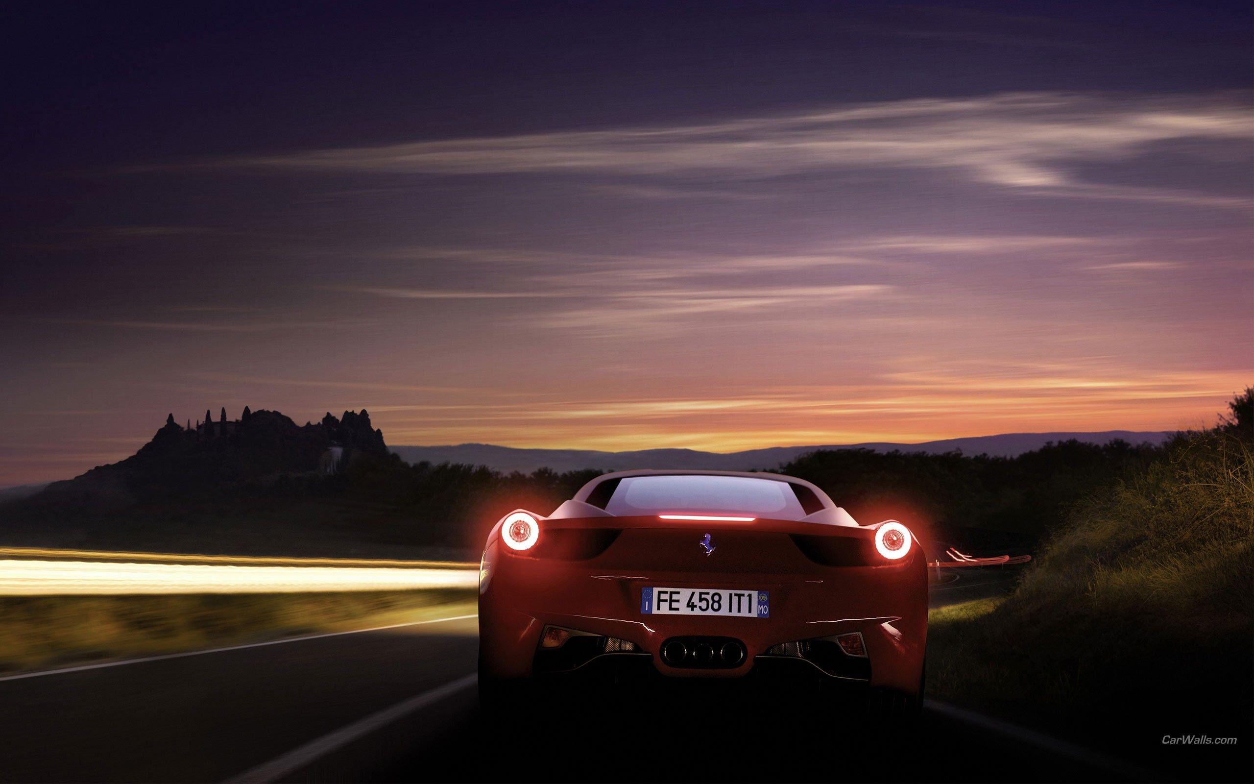2560x1600 Cars ferrari ferrari 458 italia lights on rear view ferrari 458