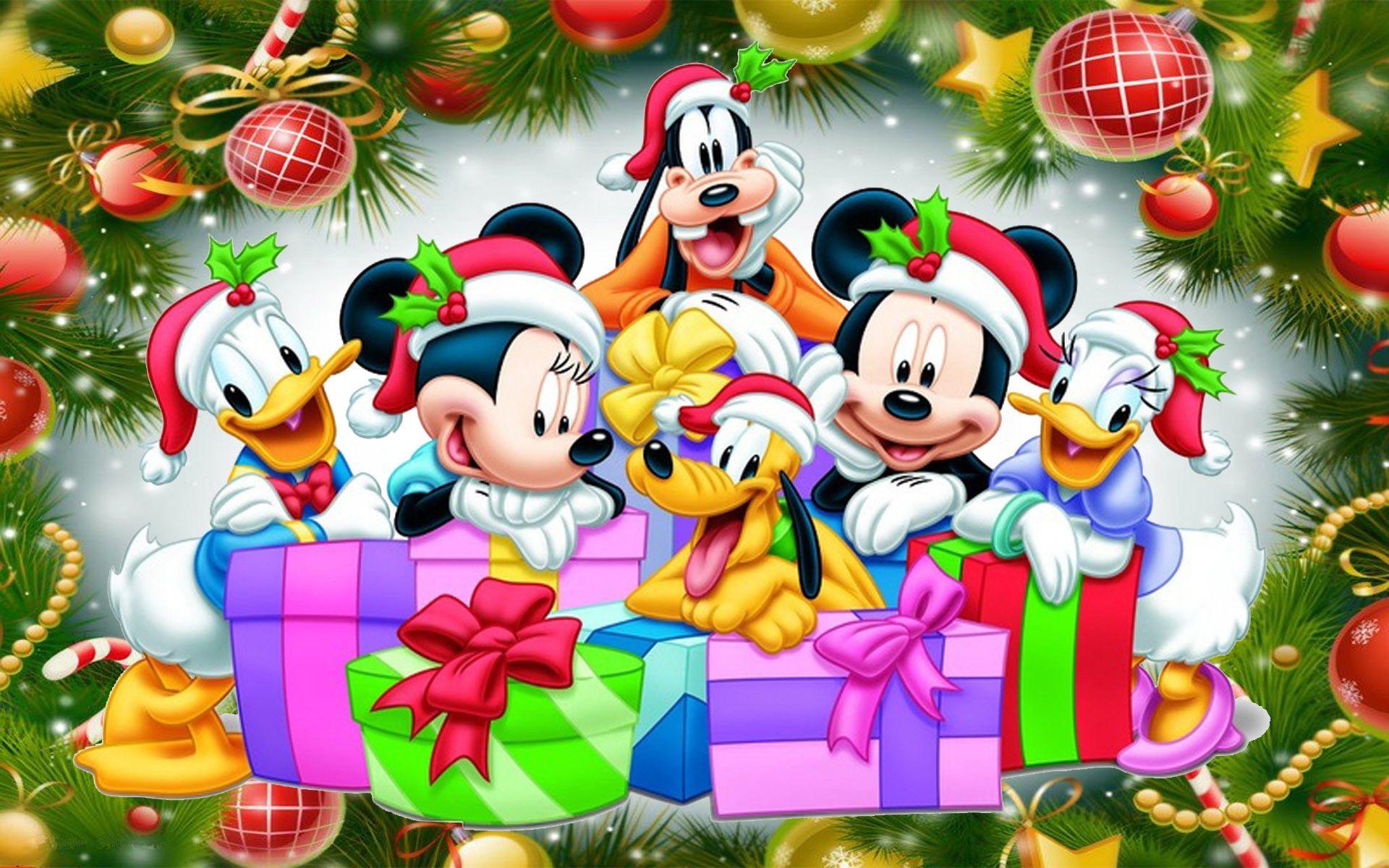FREE Cartoon Graphics  Pics  Gifs  Photographs Mickey and Minnie Mouse  Christmas wallpaper and backgrounds