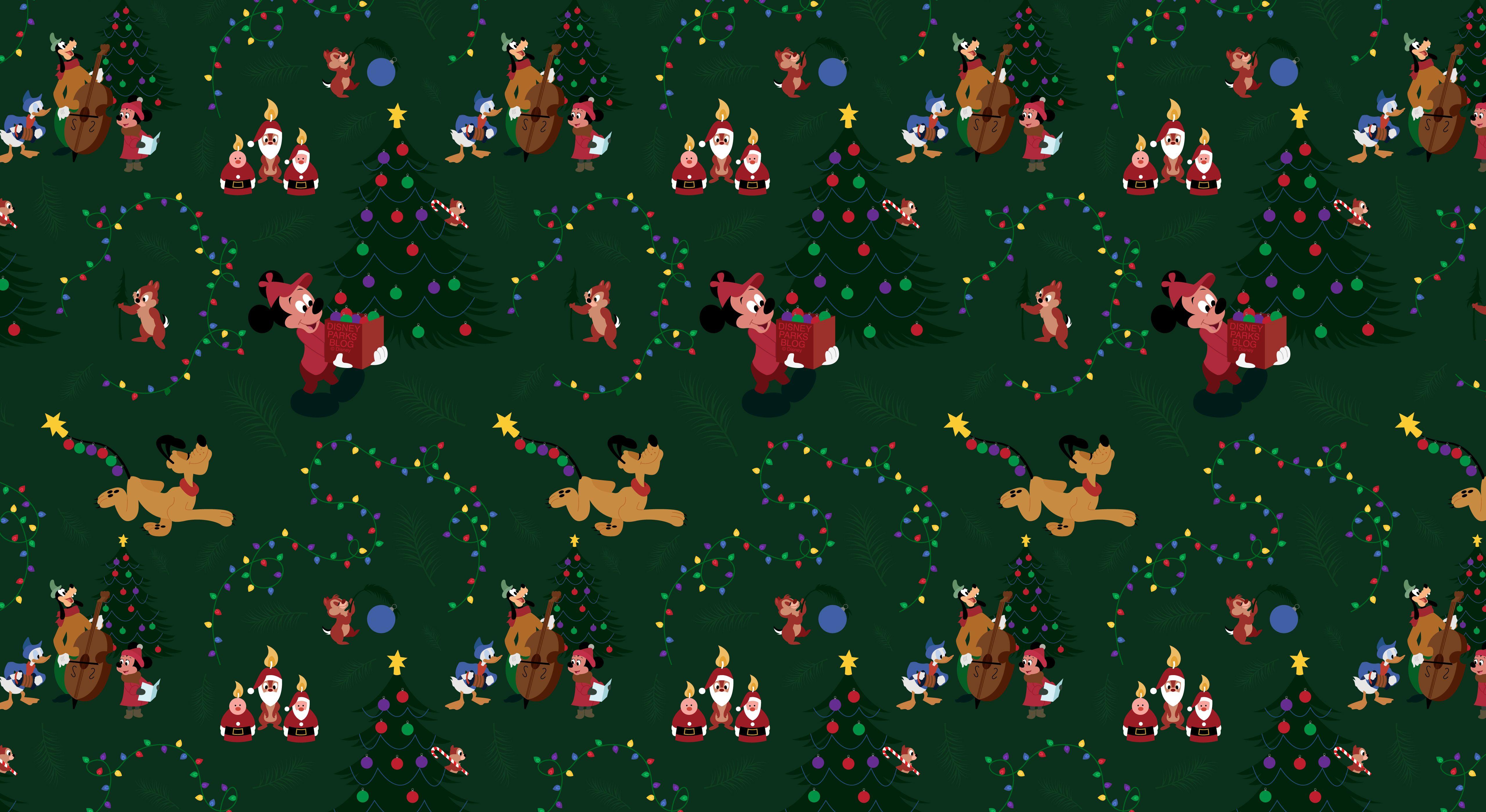 5120x2800 Mickey Mouse & Pluto Christmas Wallpaper