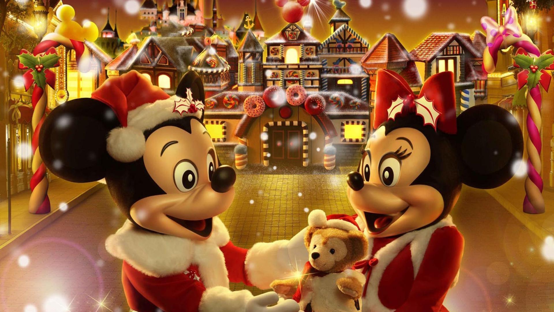 1920x1080 Holiday Magic with Mickey & Minnie Christmas Wallpaper
