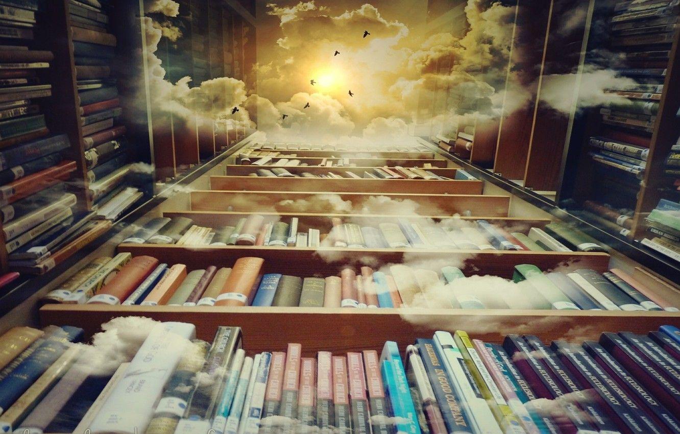 1332x850 Wallpaper clouds, birds, sun, story, dreams, reading, books