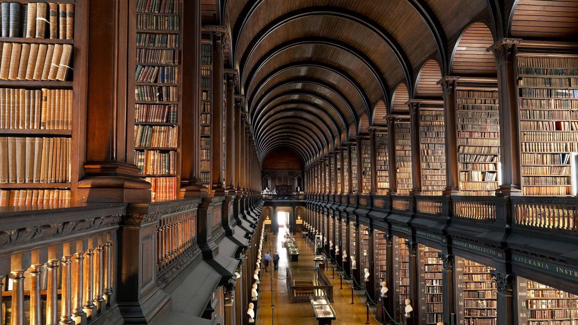 1920x1080 library, Books, Trinity College Library, Dublin, Shelves HD Wallpaper / Desktop and Mobile Image & Photo