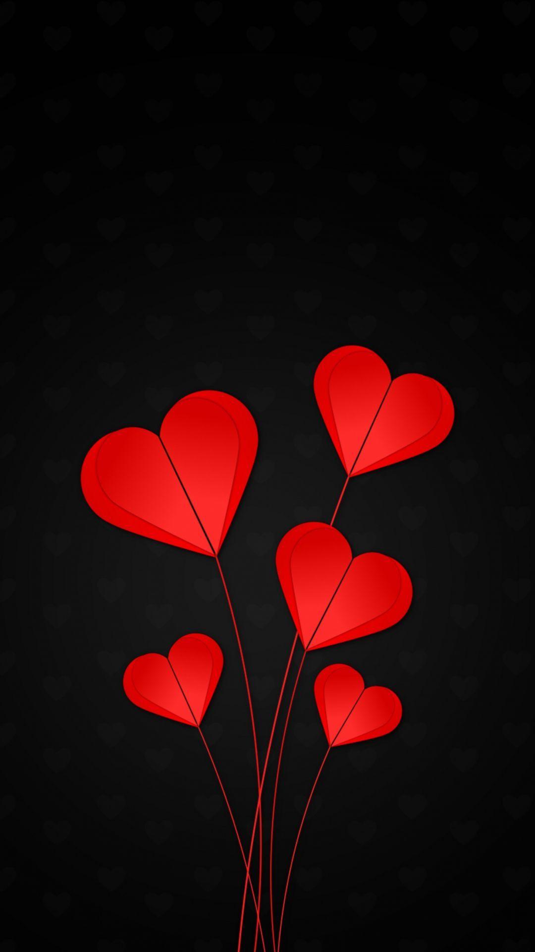 1080x1920 iPhone Wallpaper. Red, Heart, Petal, Love, Leaf, Valentine's day