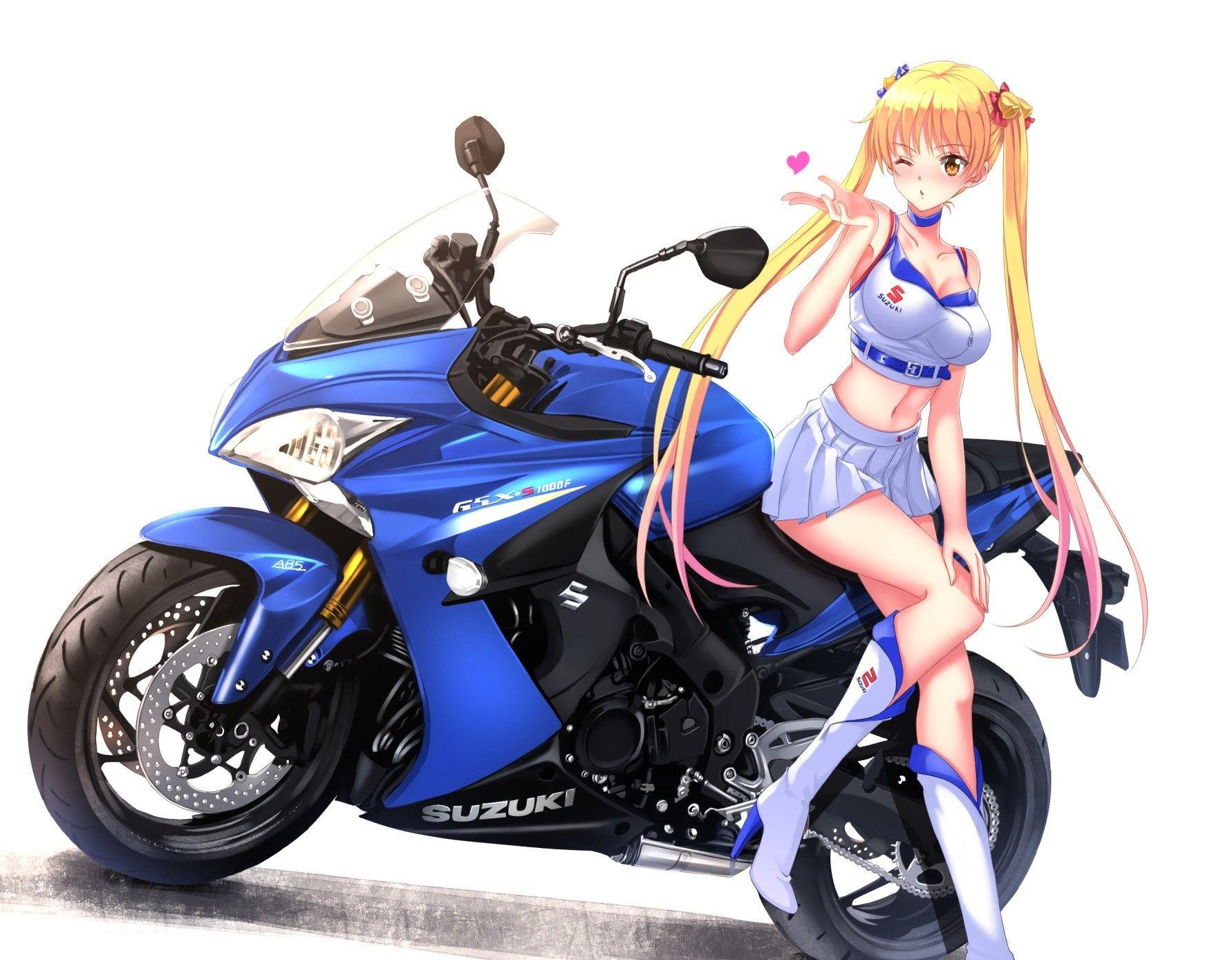 1782x1388 Anime Girl And Motorcycle Wallpaperx1388
