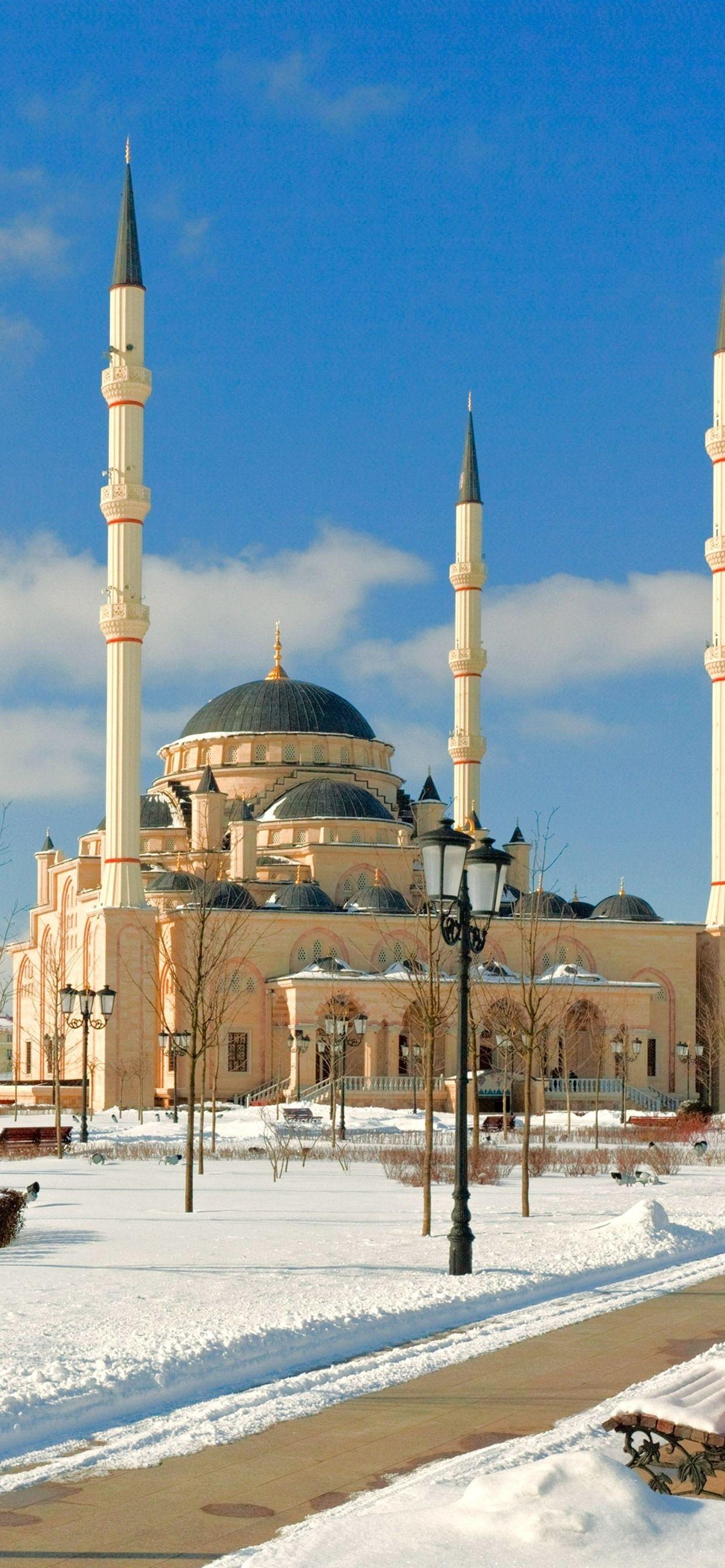 1242x2688 Chechnya, Mosque, Snow, Winter, City 1242x2688 IPhone 11 Pro XS