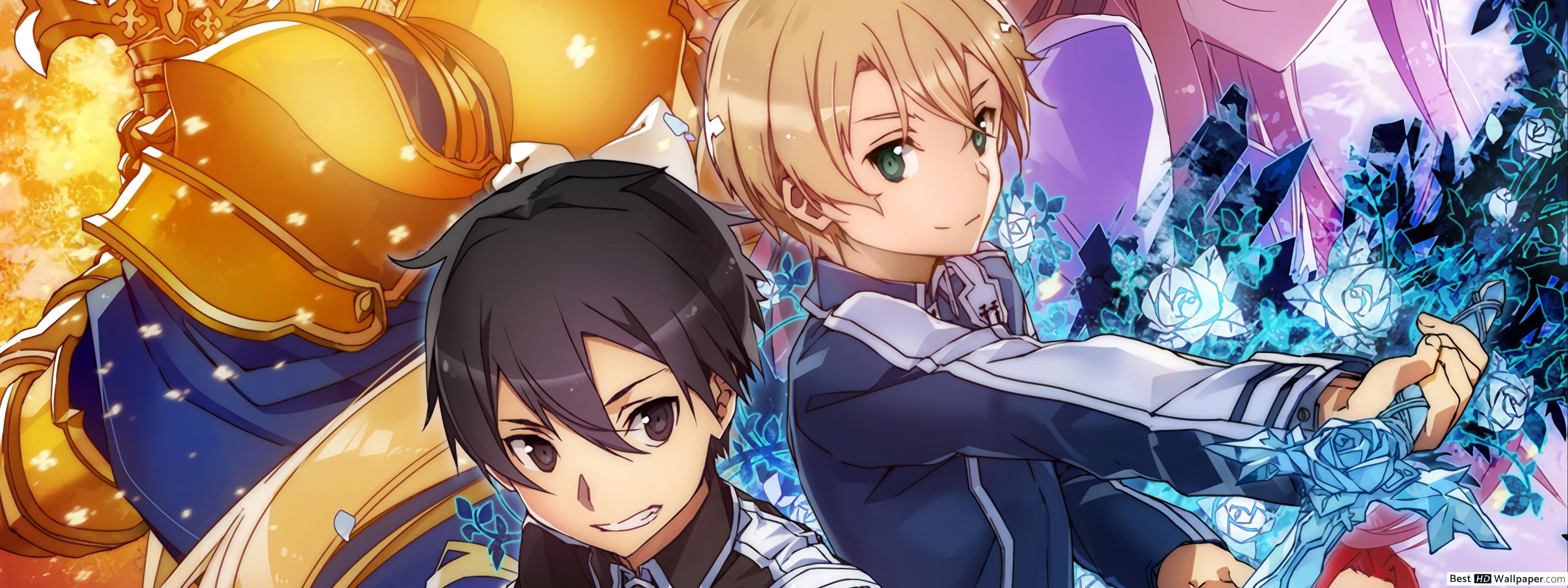 3840x1440 Sword Art Online Zuberg, Kirito, Eugeo, Tiese