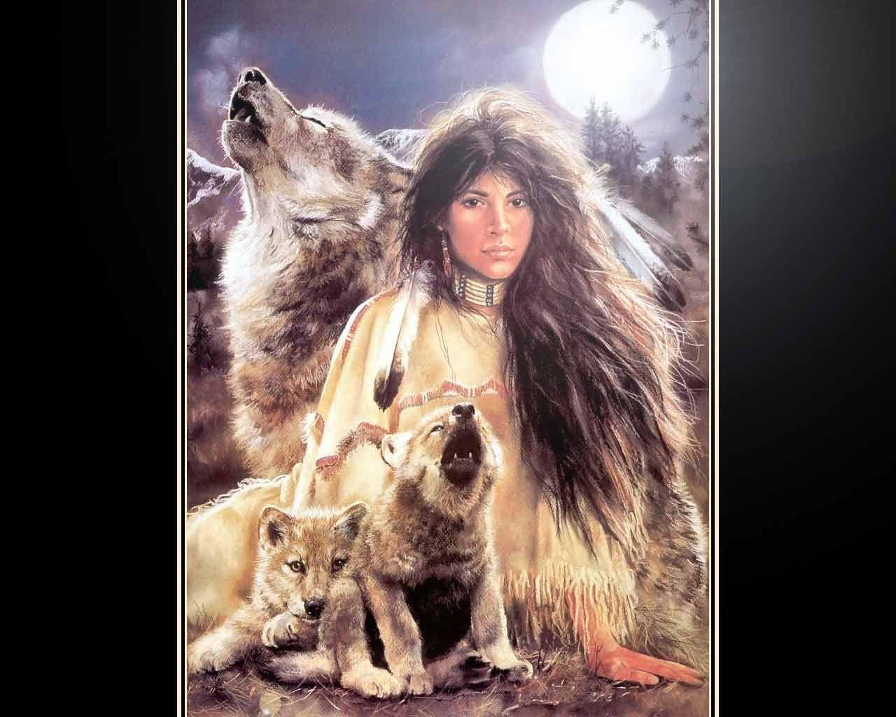 1280x1024 Free Wallpaper Indian Princess With Wolves Wallpaper Design 1280x1024 Pixel. Native american art, Native american wolf, Native american music