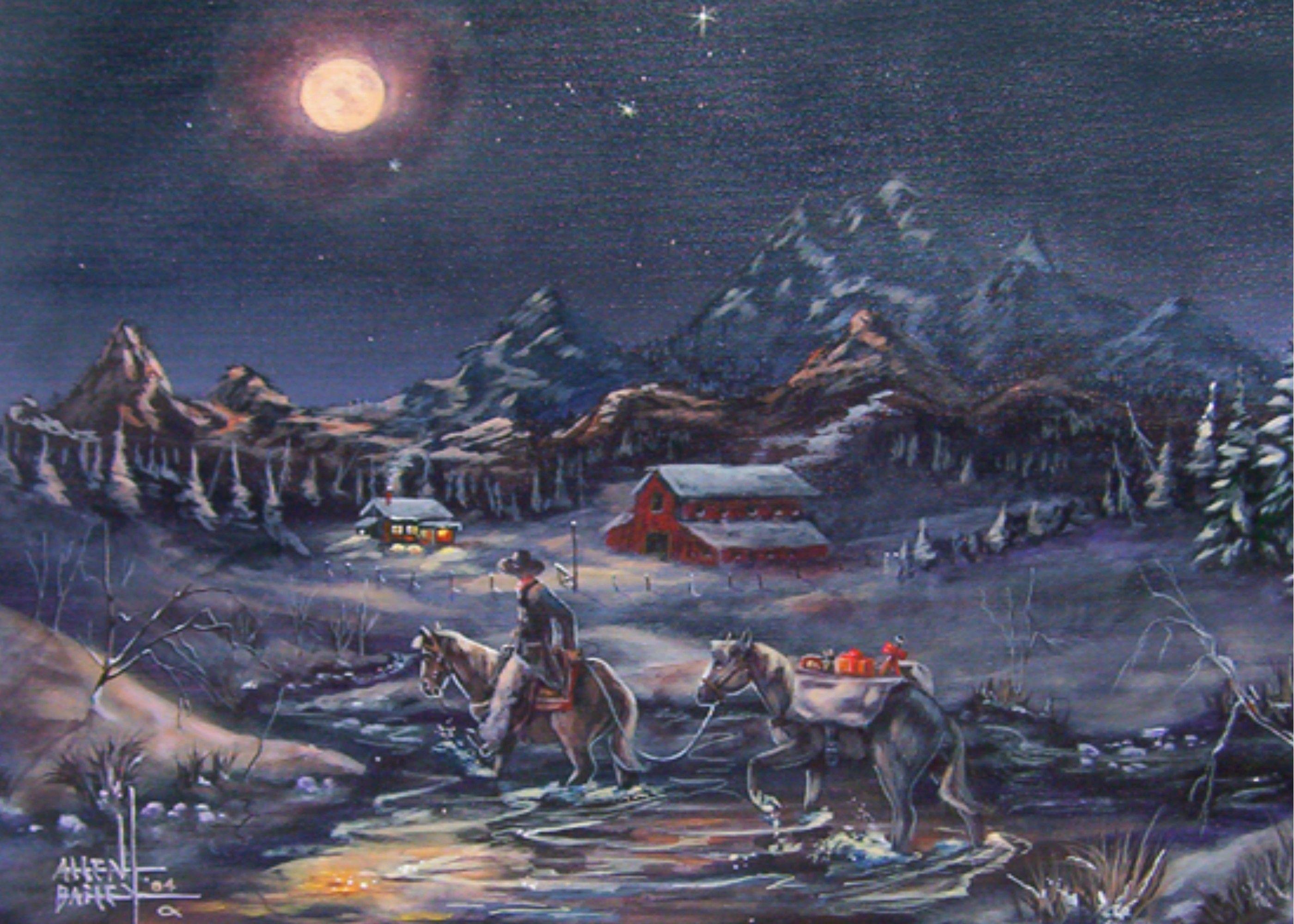 2800x2000 Mountains: Christmas Mountain Ranch Print Dodge City Marshal Old