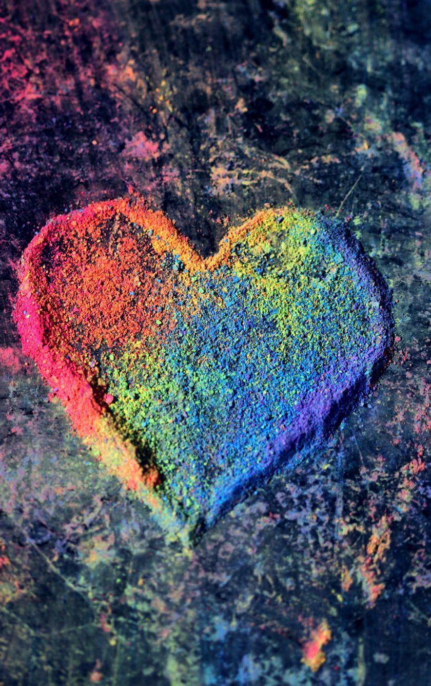 840x1336 Download Chalk dust, heart, colorful wallpaper, 840x iPhone 5