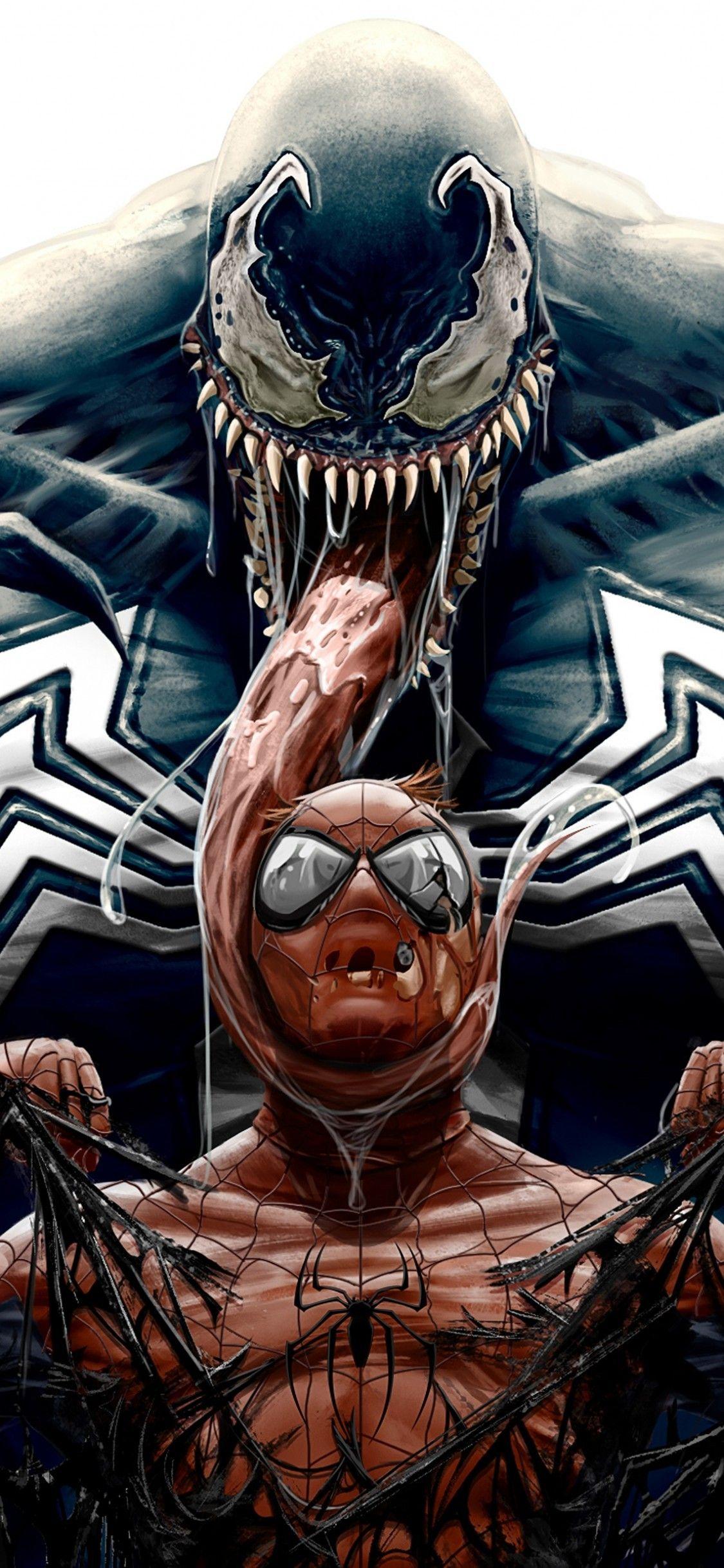 1125x2436 Download 1125x2436 Spiderman, Venom, Monster, Artwork Wallpaper