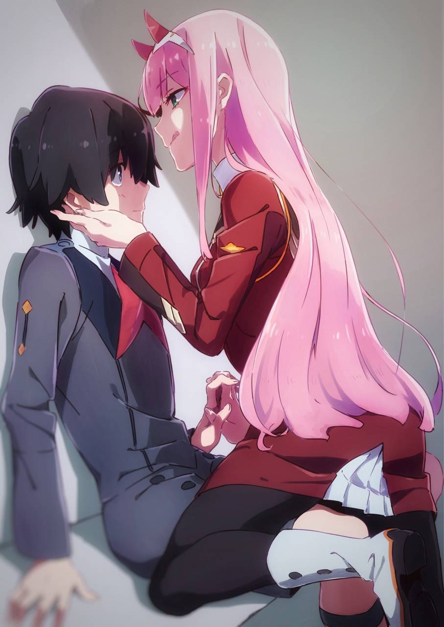 907x1280 Zero Two and hiro wallpaper