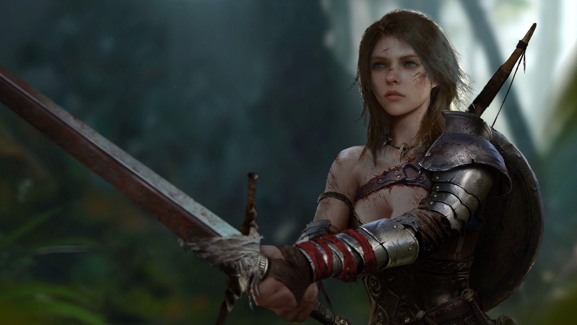 1920x1082 Fantasy Women Warrior Woman Warrior Girl Sword HD Wallpaper Background Image