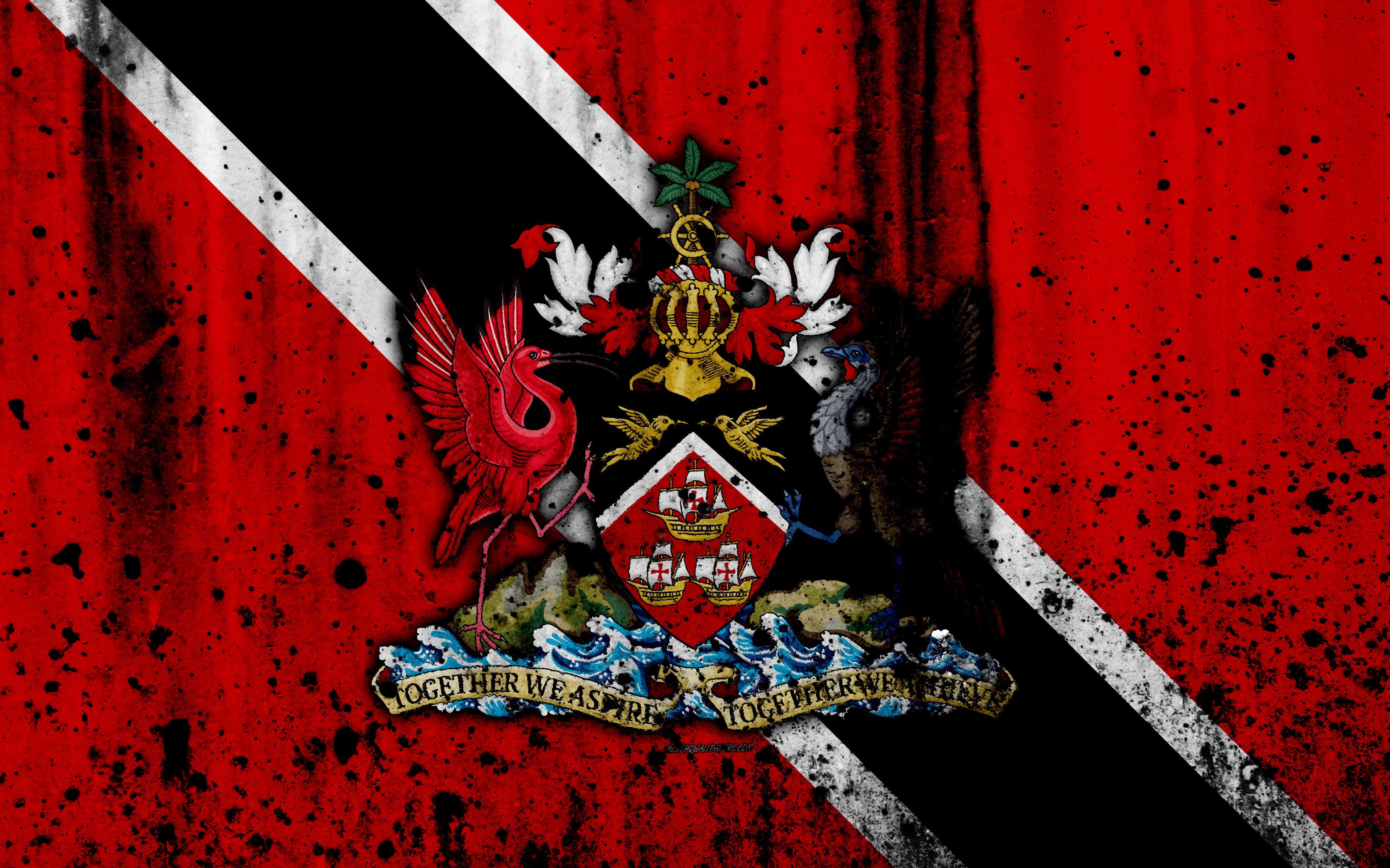 3840x2400 Download wallpaper Trinidad and Tobago flag, 4k, grunge, North