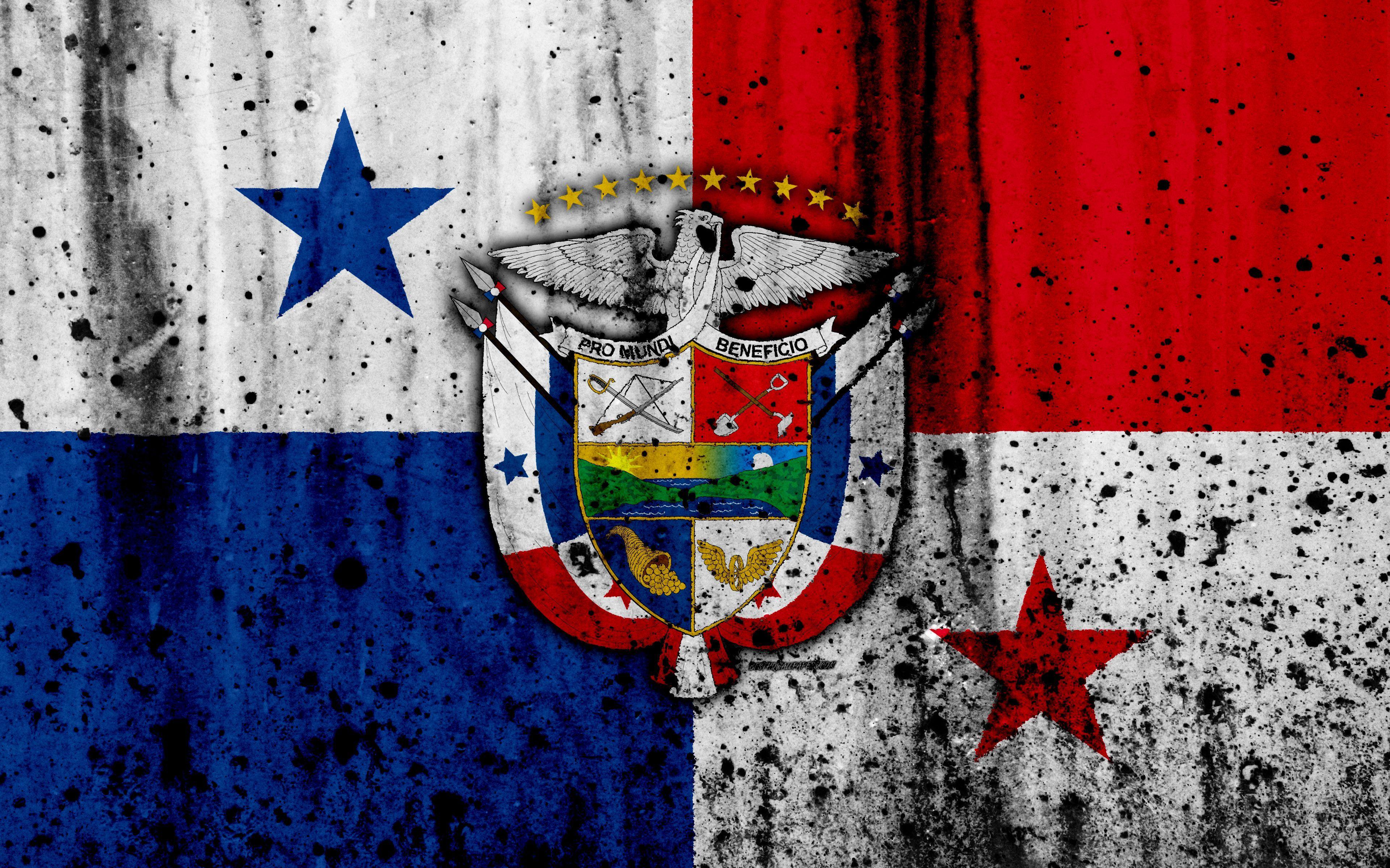 3840x2400 Panama flag, 4k, grunge, North America, flag of Panama, national