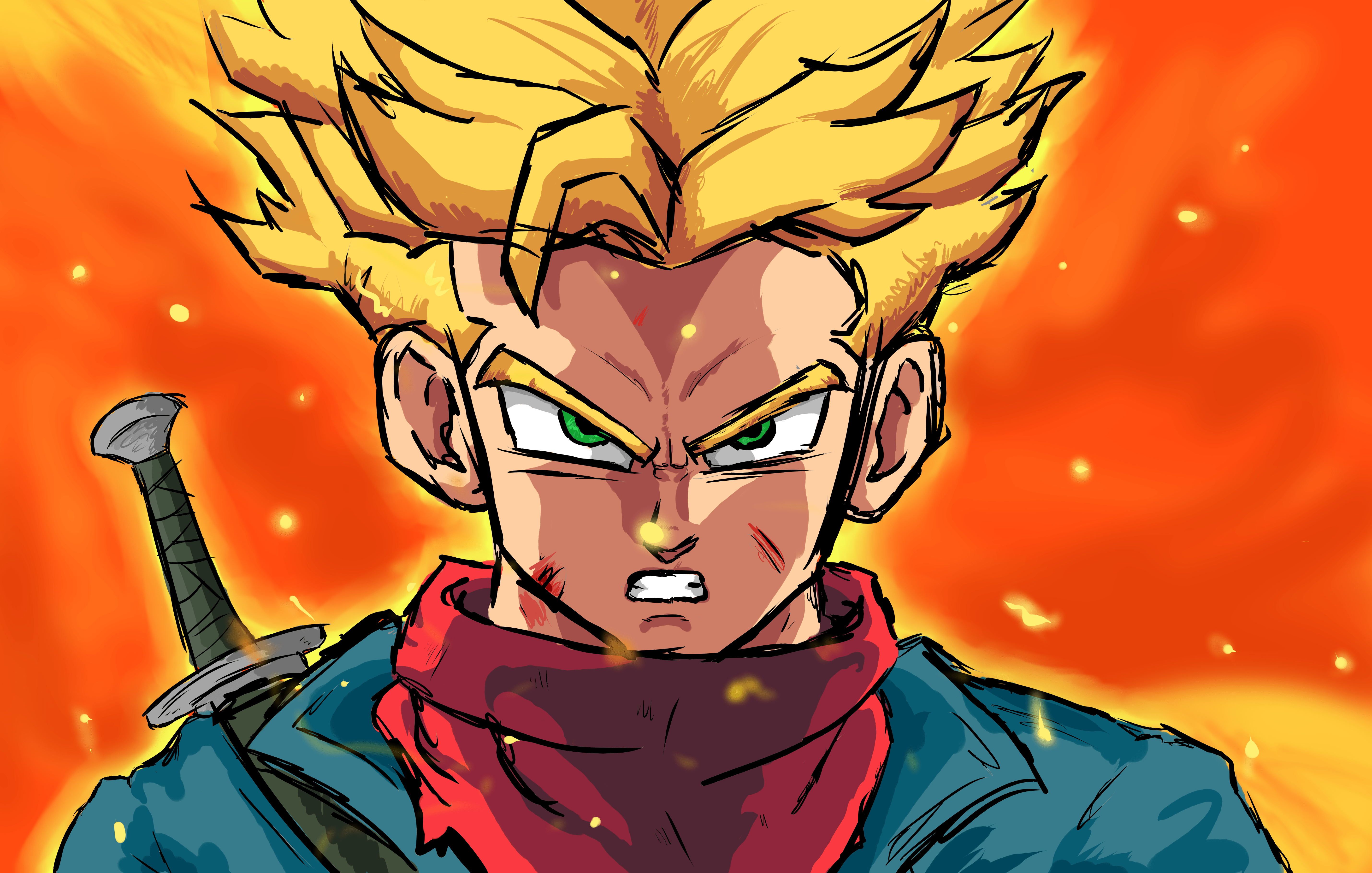 5720x3640 SSJ Trunks HD Wallpaper and Background