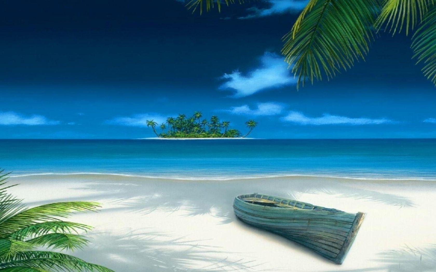1680x1050 Free download 3D Beach Ocean Island Desktop Wallpaper Download
