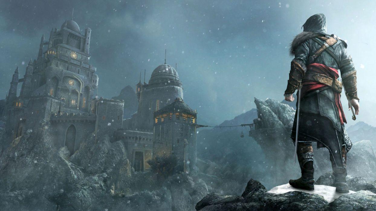 1244x700 Assassin&;s Creed Snow fantasy warrior weapons sword castle