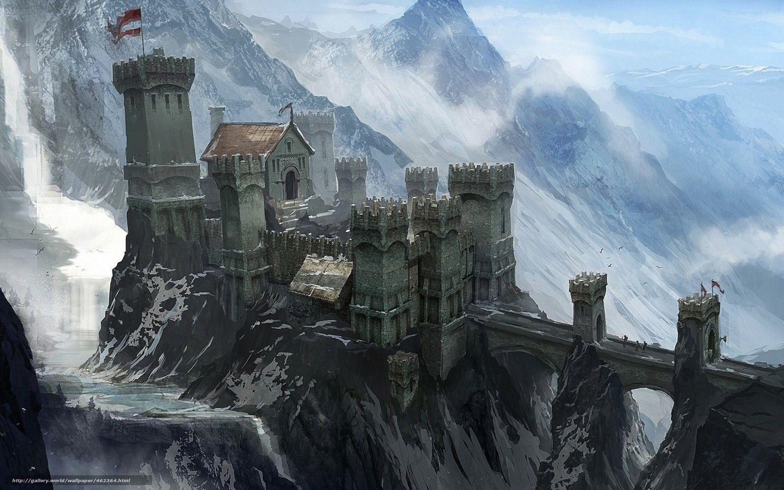 1600x1000 Download wallpaper Mountains, snow, castle, fort free desktop