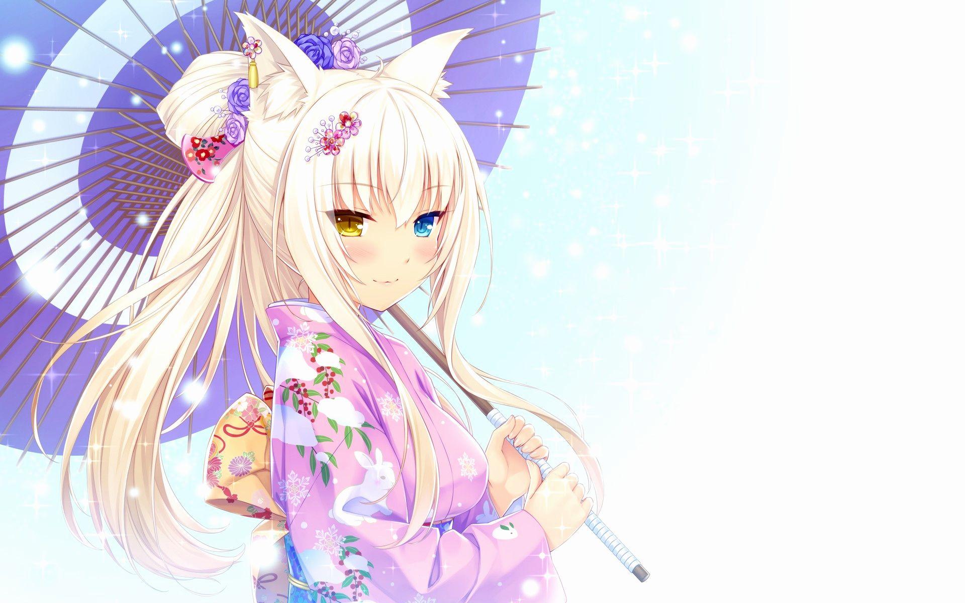 1920x1200 Awesome Cute Cat Girl Winter Anime Wallpaper HD