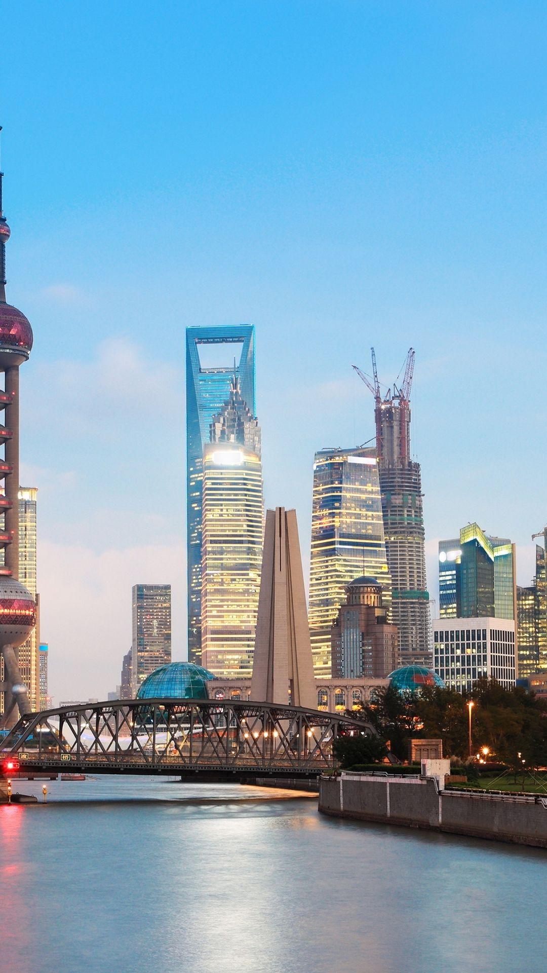 1080x1920 Free download Shanghai Cityscape Wallpaper HD Wallpaper