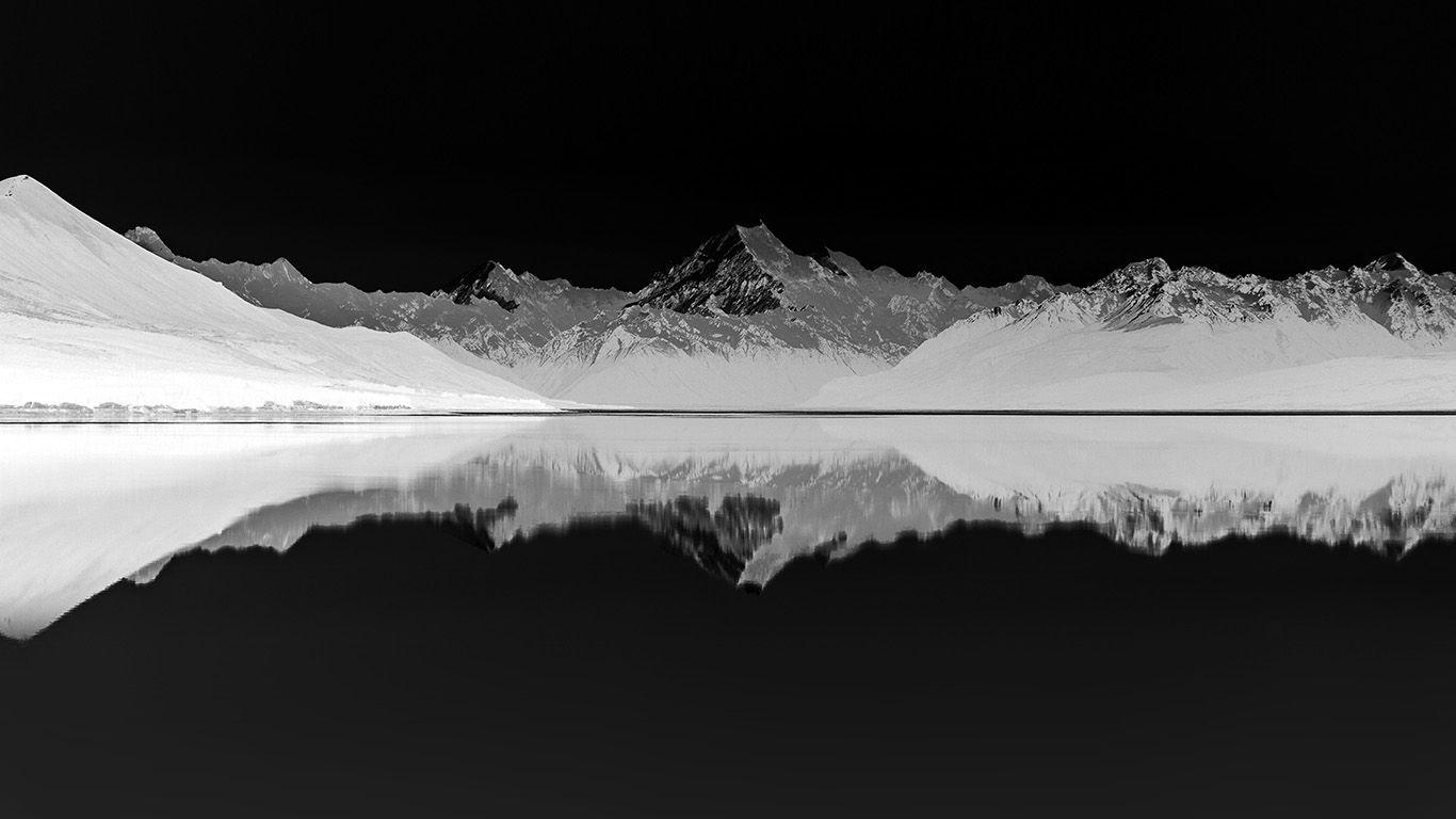 1366x768 Reflection Lake Blue Mountain Water River Bw Dark Wallpaper