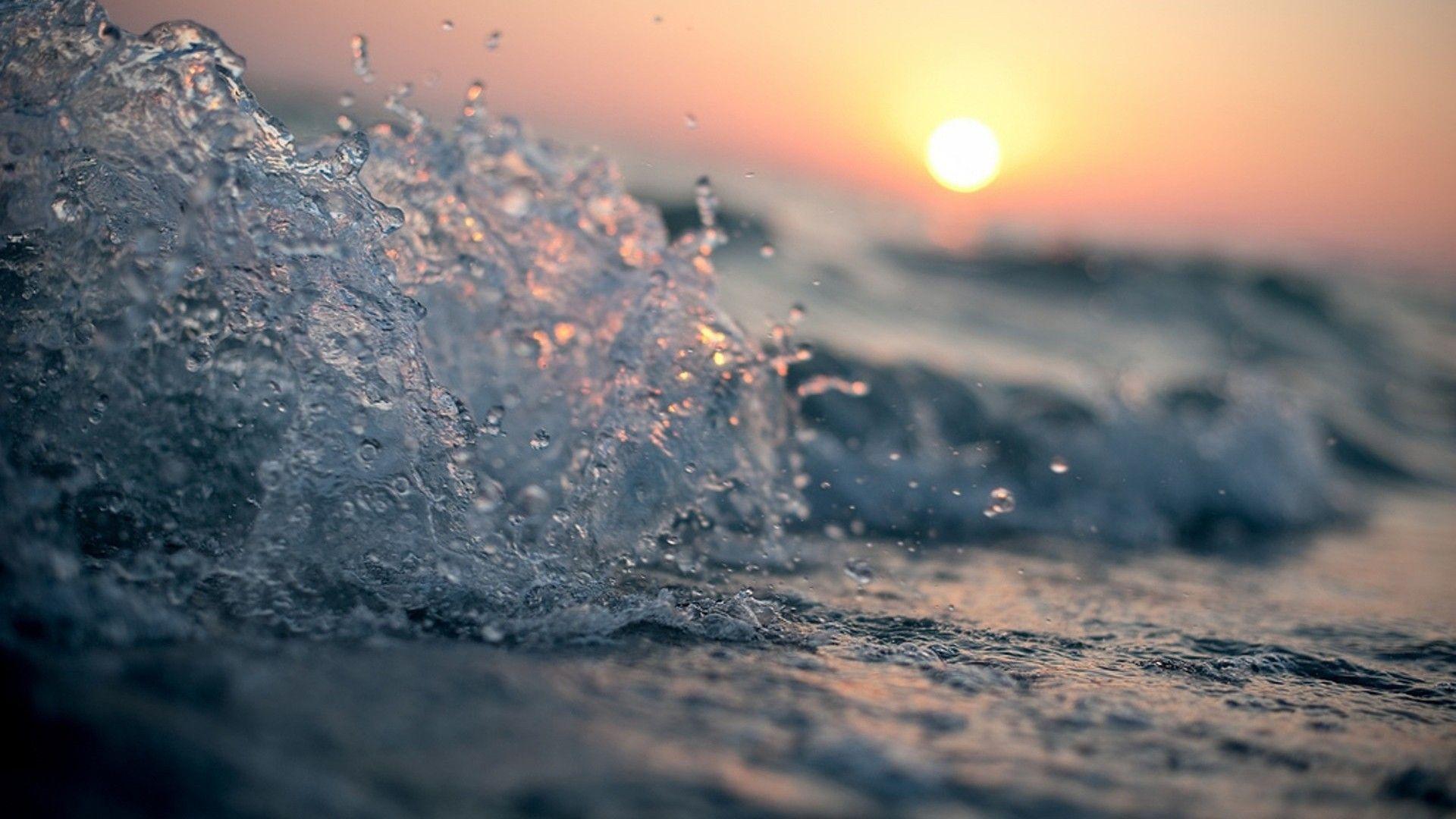 1920x1080 macro, waves, sunset, photography, water wallpaper